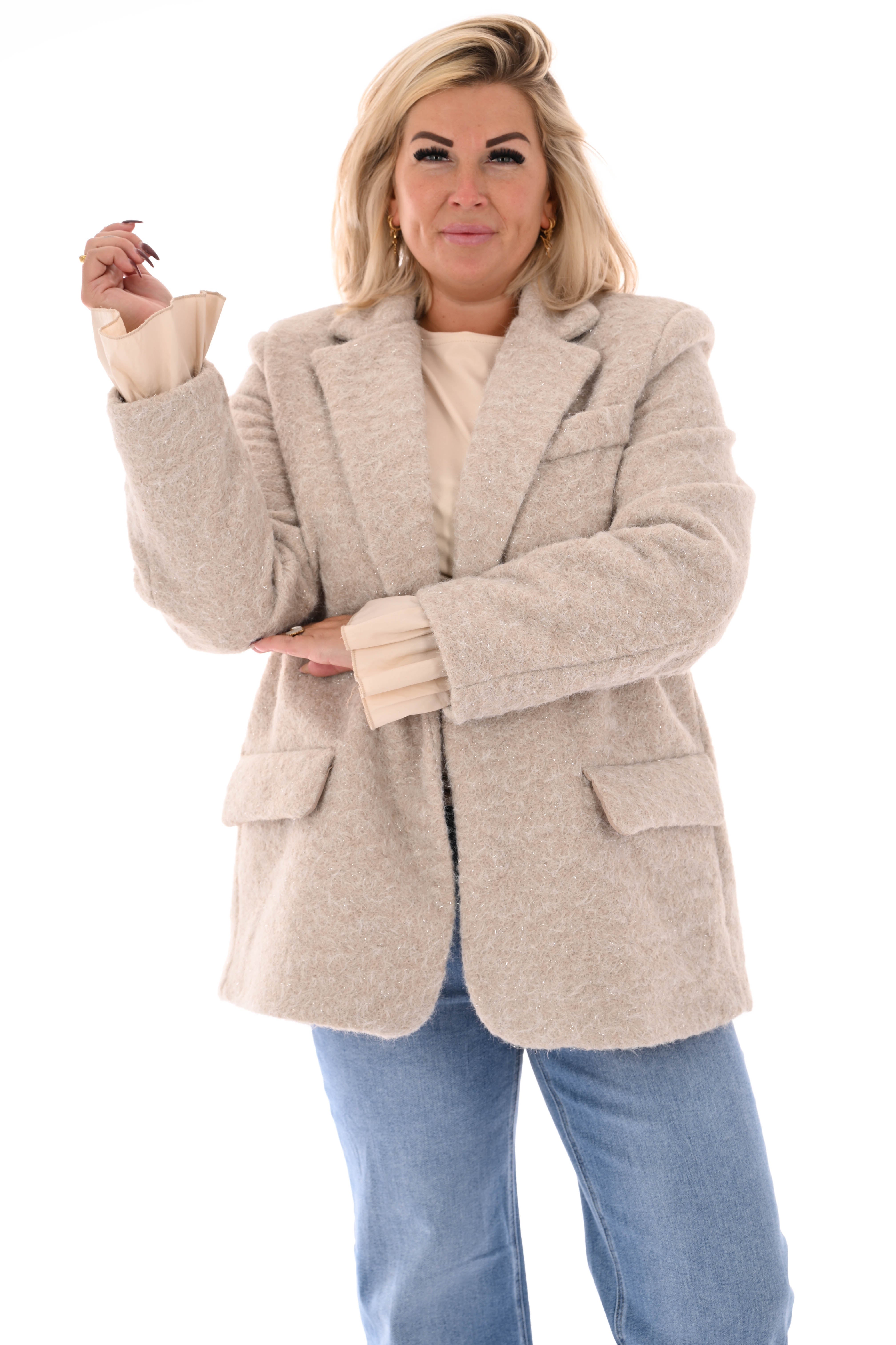 Wavy boucle blazer beige