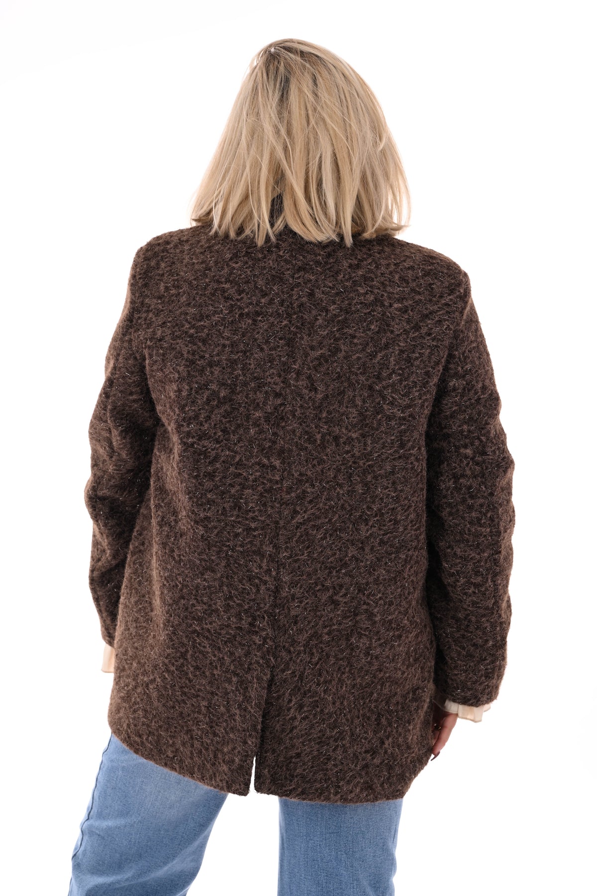 Wavy boucle blazer bruin