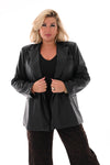Leatherlook blazer uni zwart