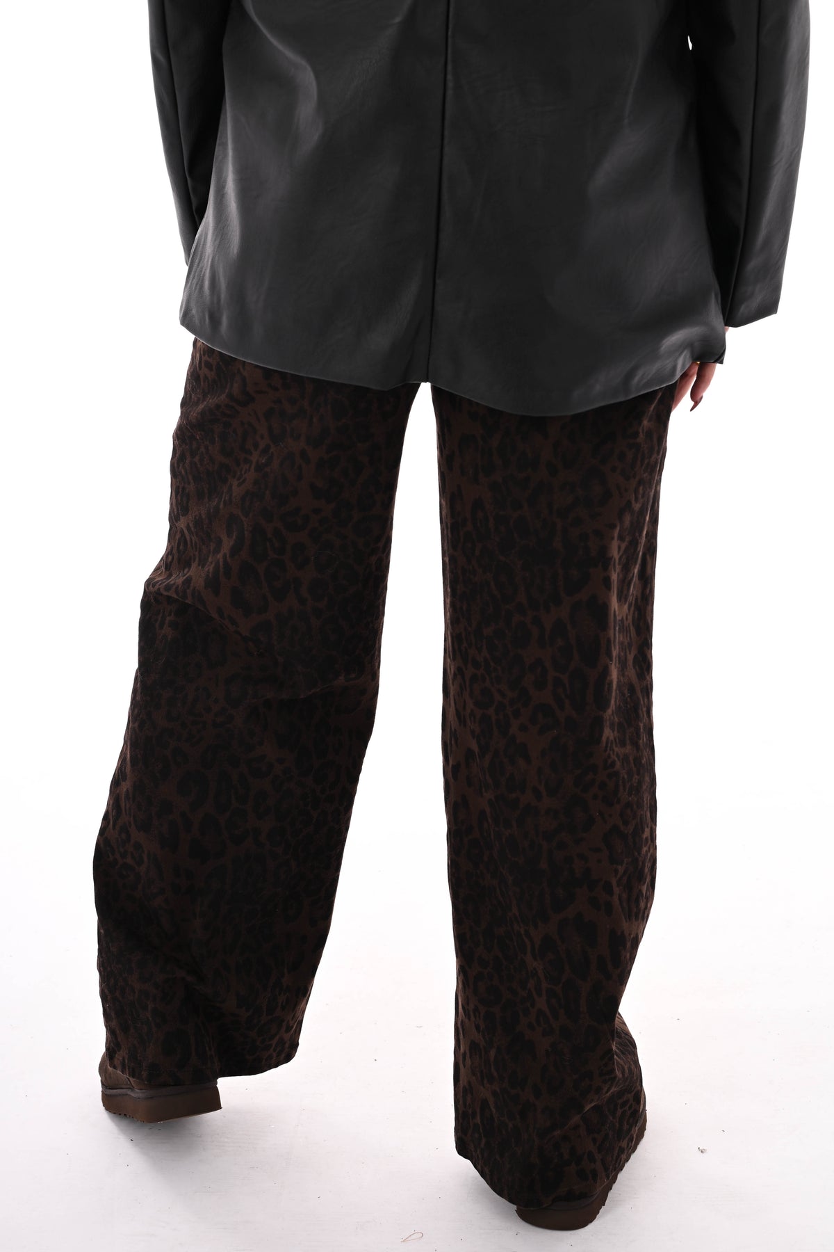 Laulia panterprint broek dad fit donkerbruin