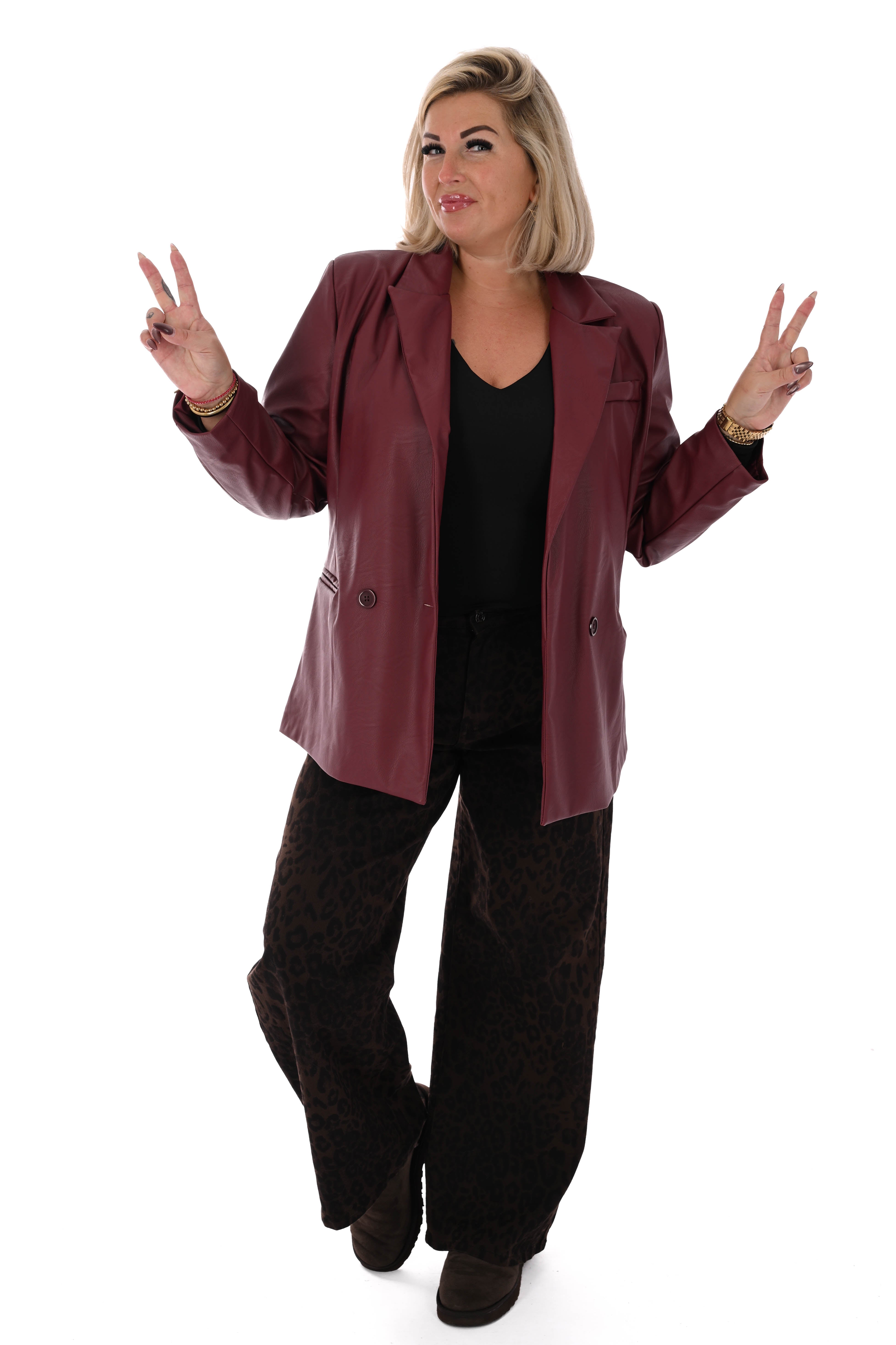 Leatherlook blazer uni bordeaux