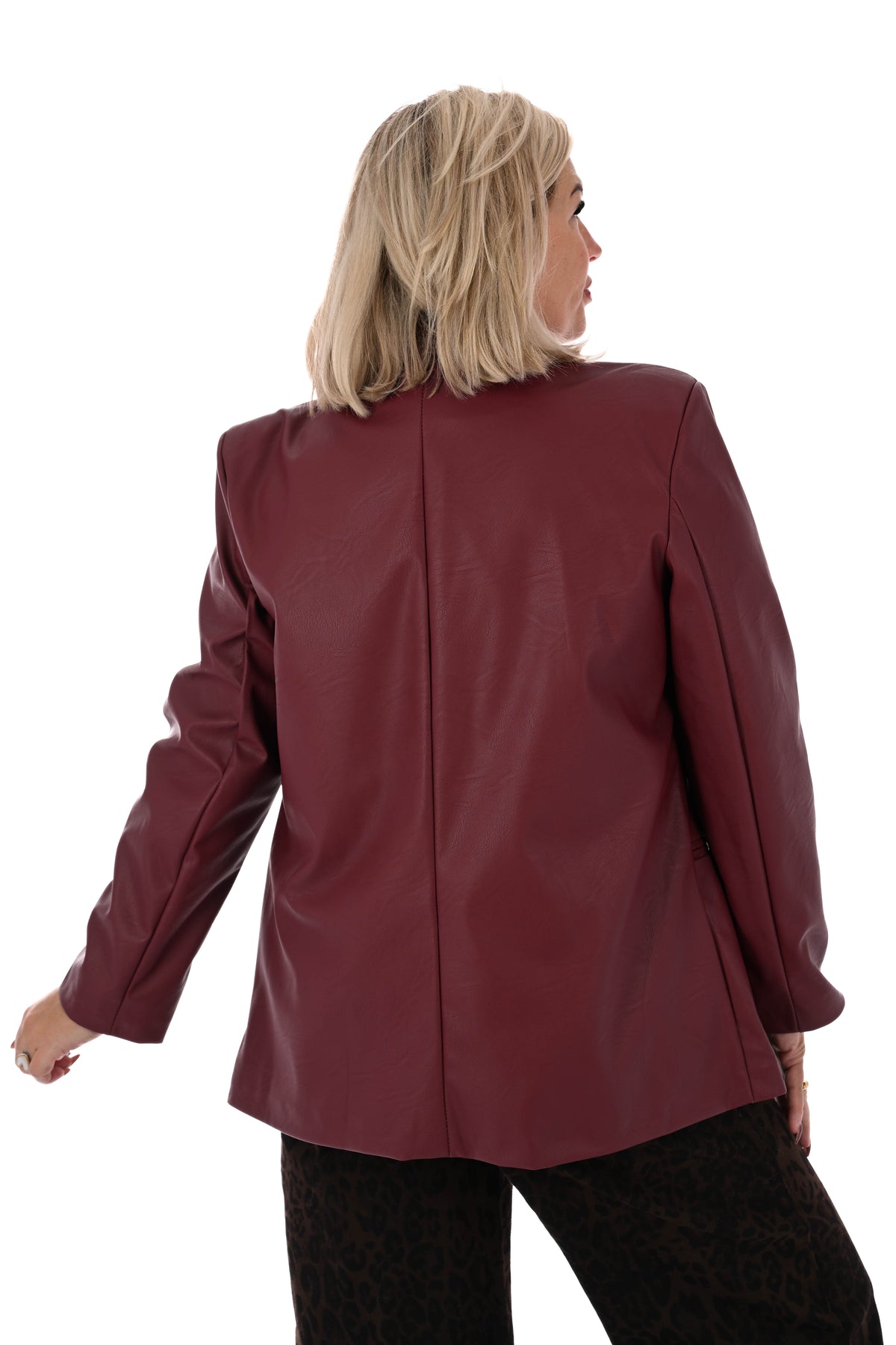 Leatherlook blazer uni bordeaux