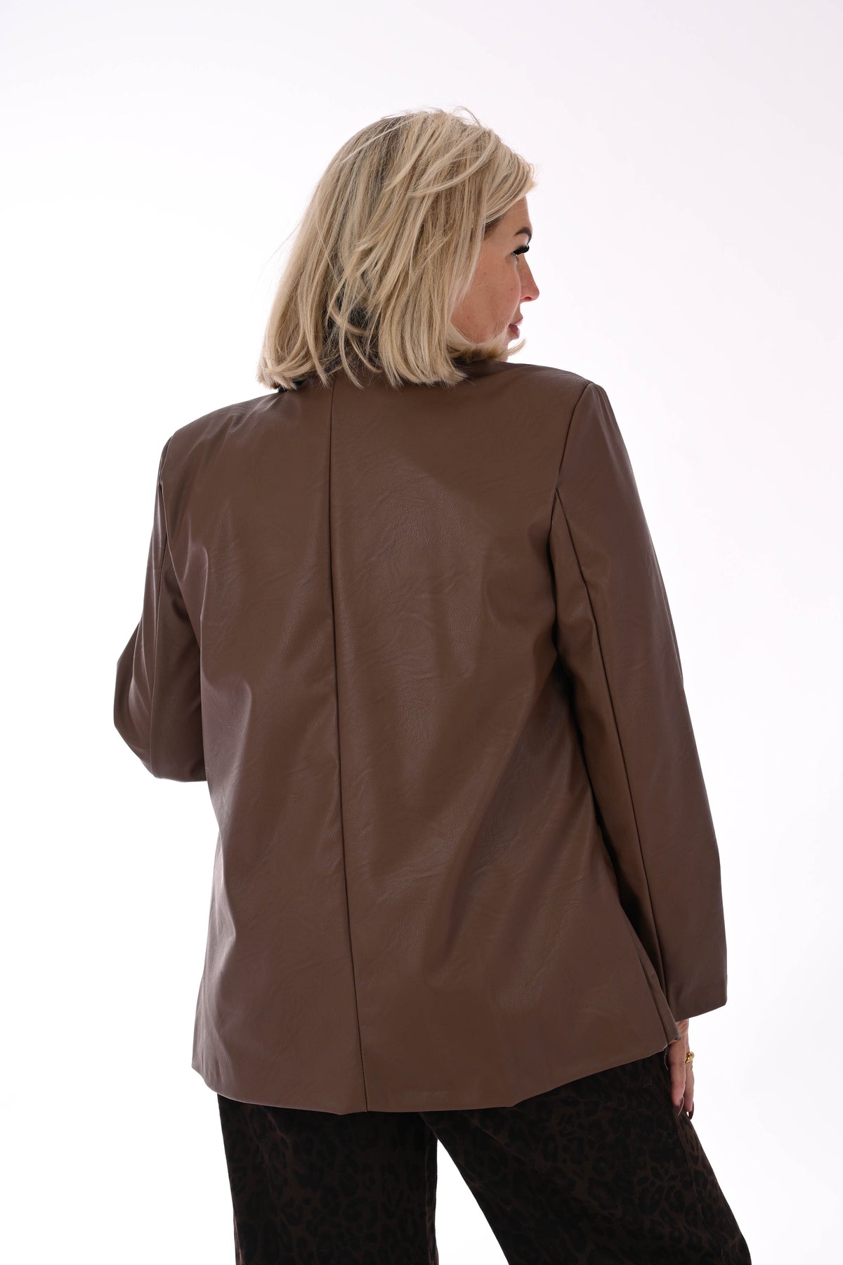 Leatherlook blazer uni bruin