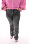 Redberry flared jeans met sierknopen gemeleerd antraciet