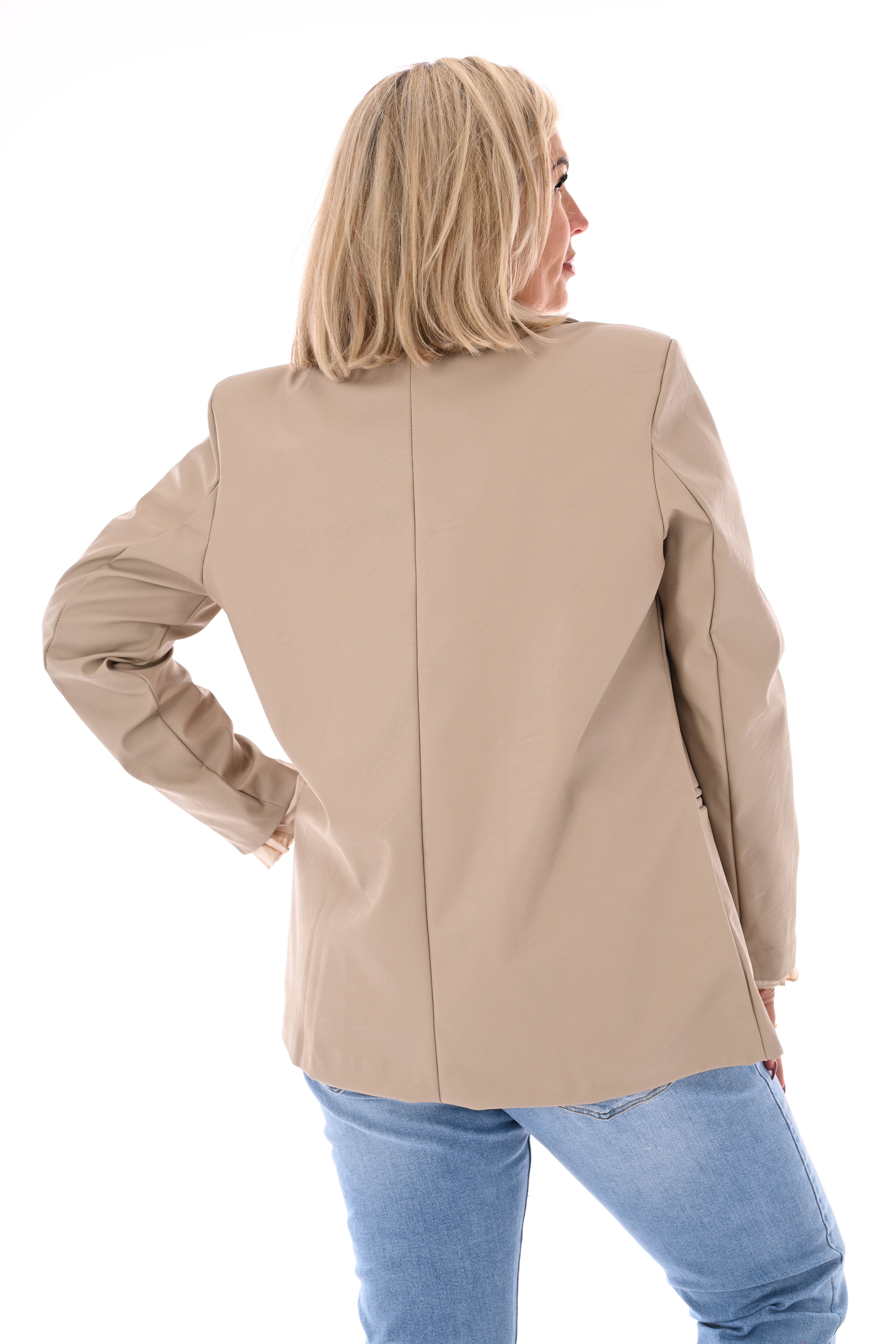 Leatherlook blazer uni beige