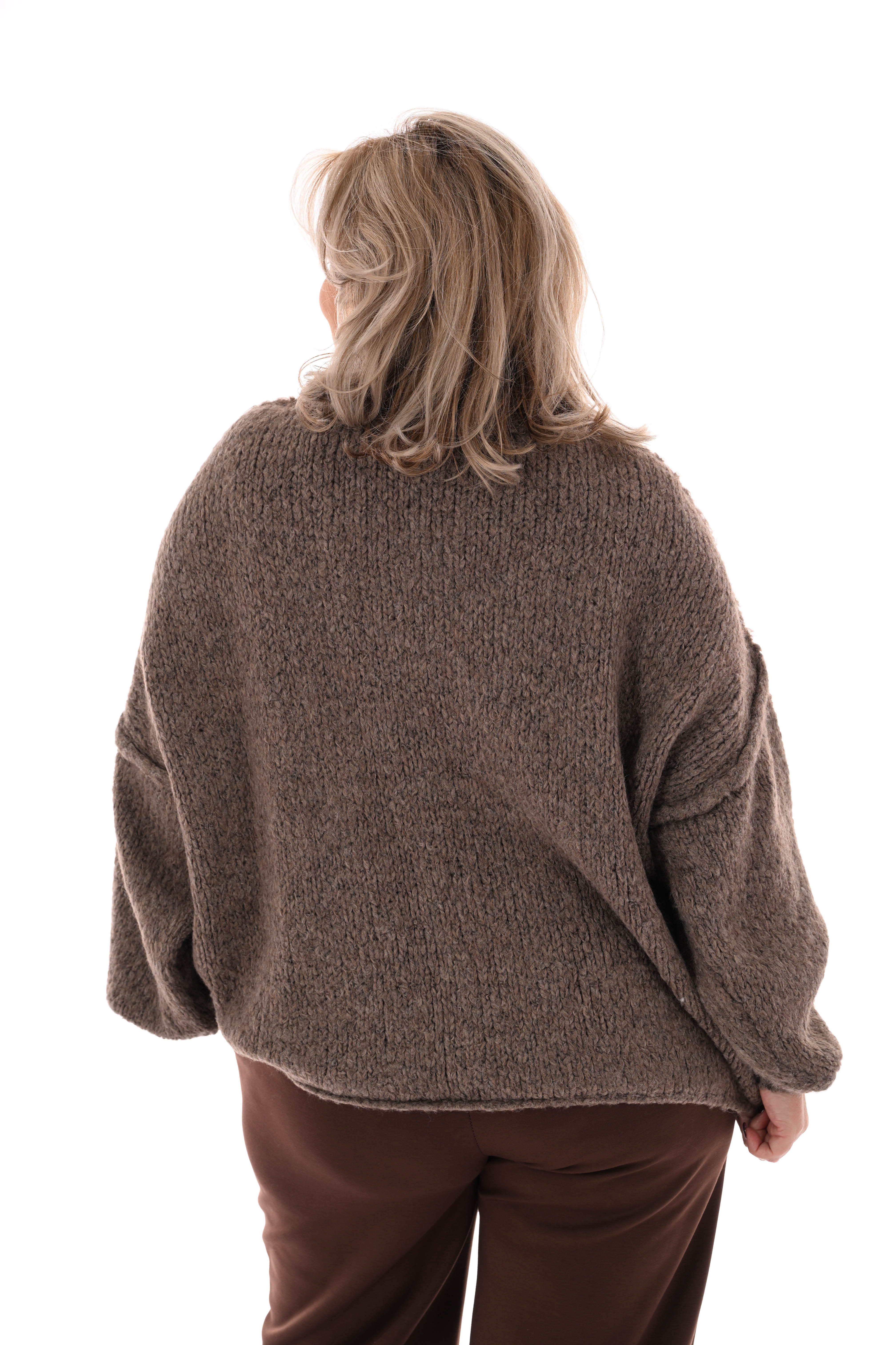 Grof gebreide turtle neck trui taupe