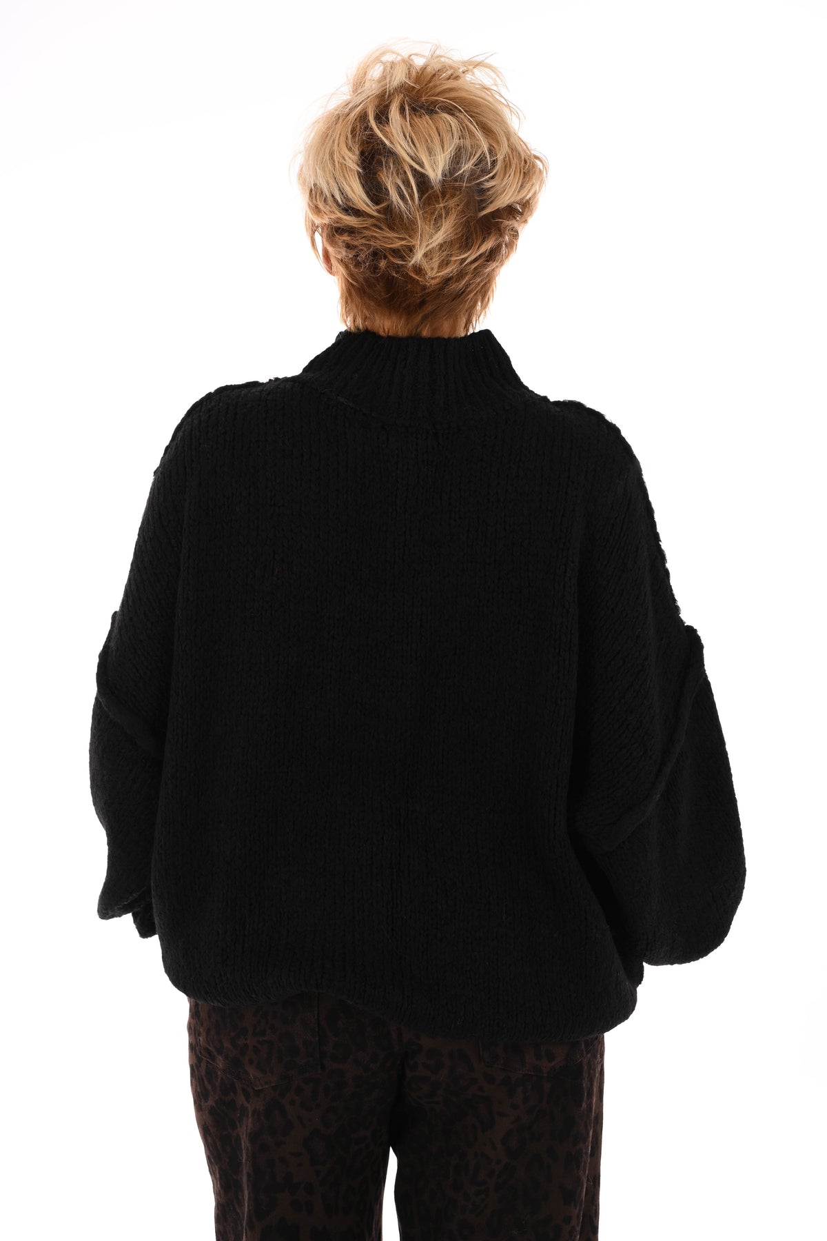 Grof gebreide turtle neck trui zwart