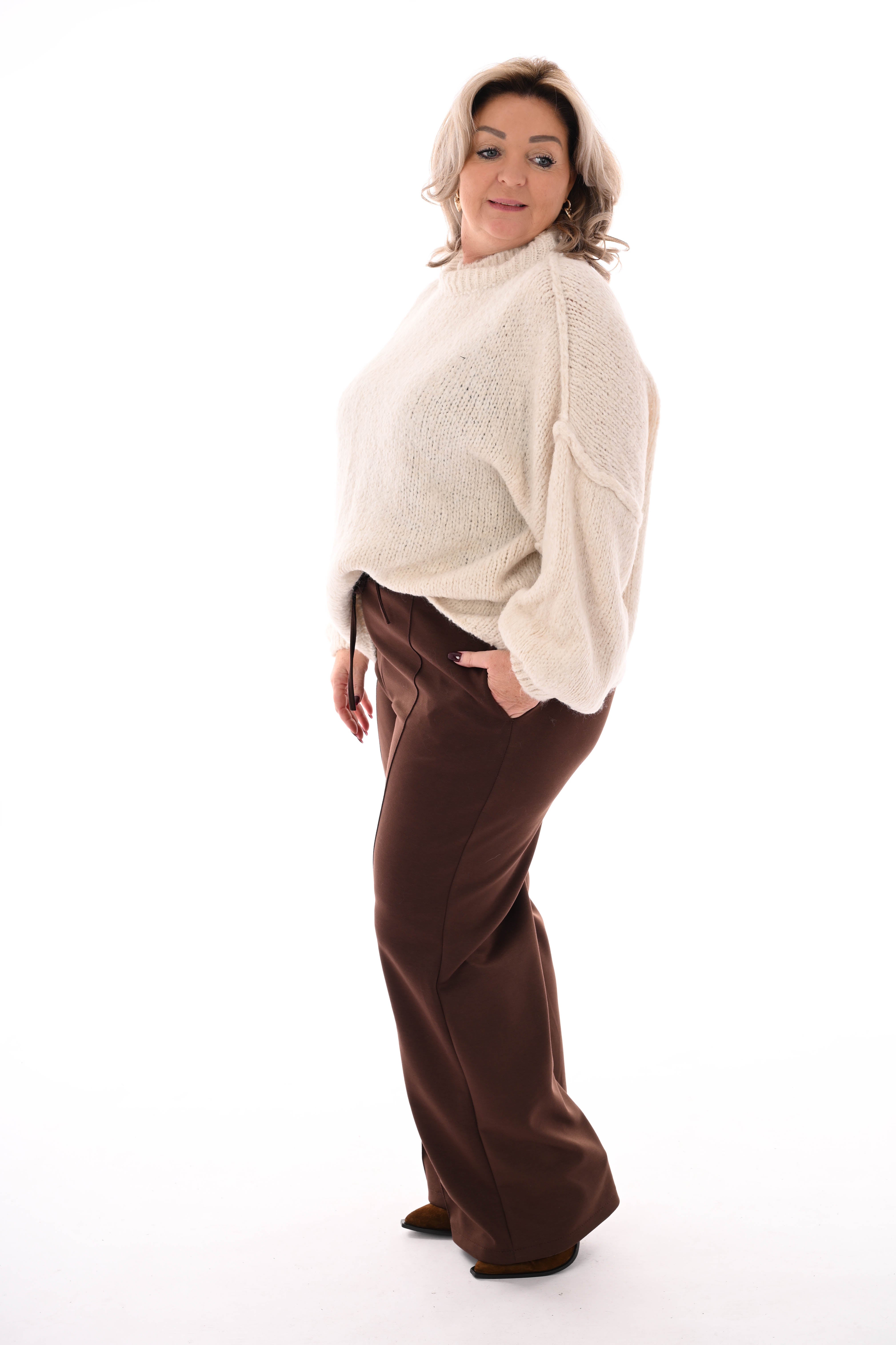 Grof gebreide turtle neck trui roomwit