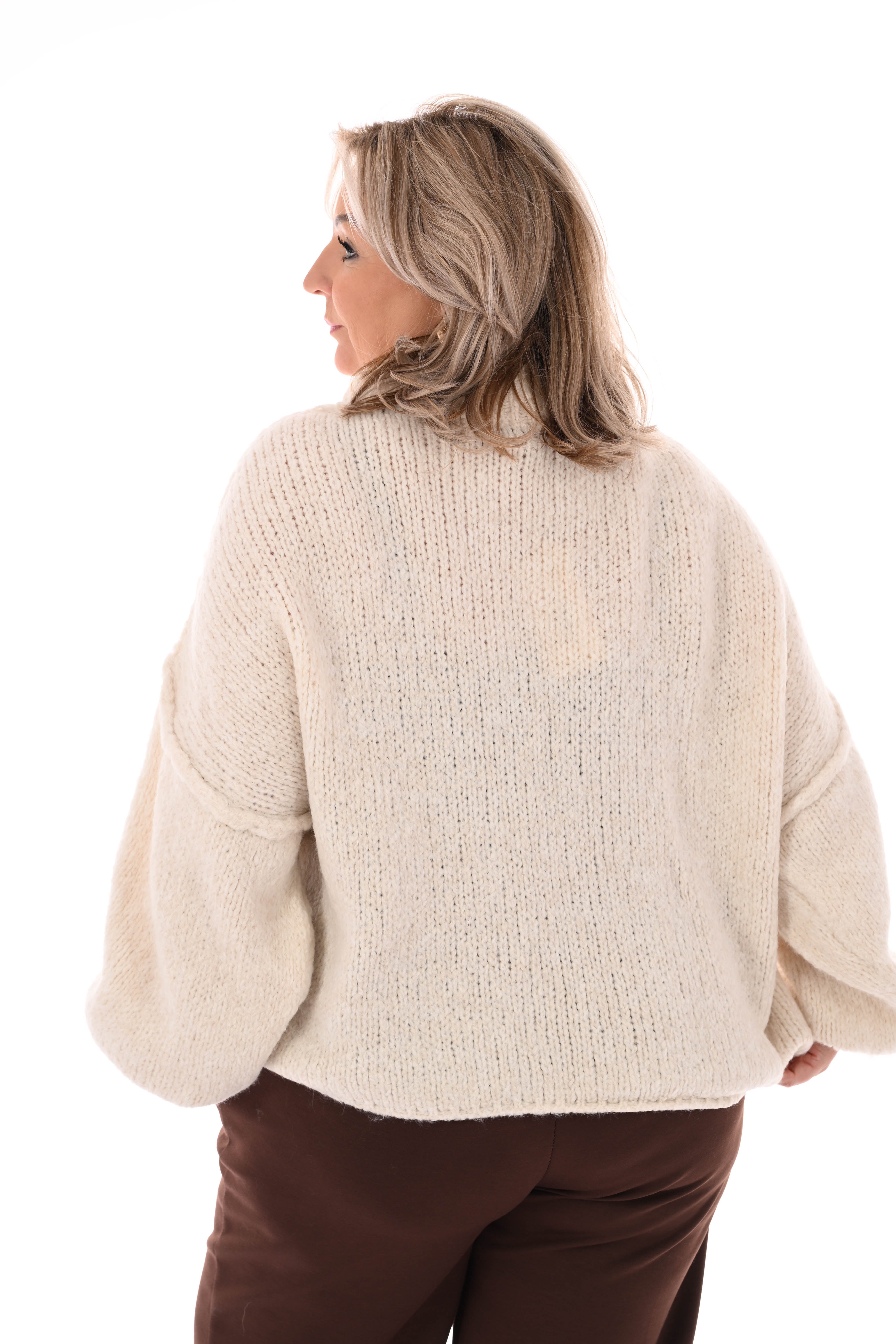 Grof gebreide turtle neck trui roomwit