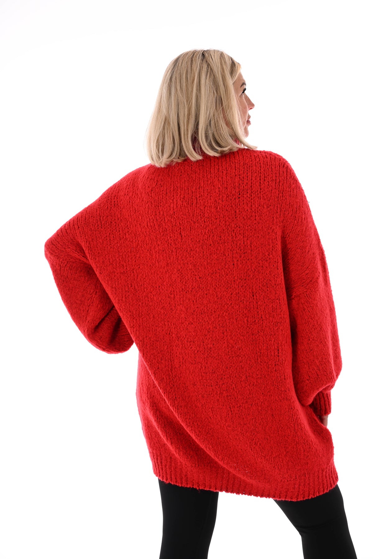 Tuniek grof gebreid met col rood