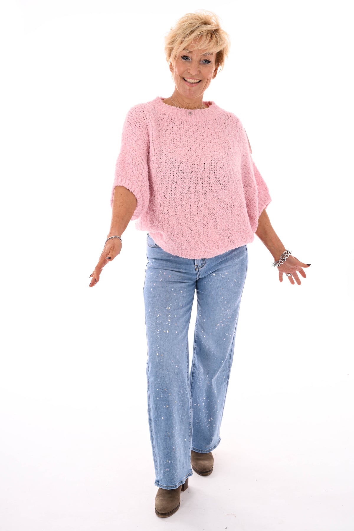 Redberry wide leg glitters lichtblauw