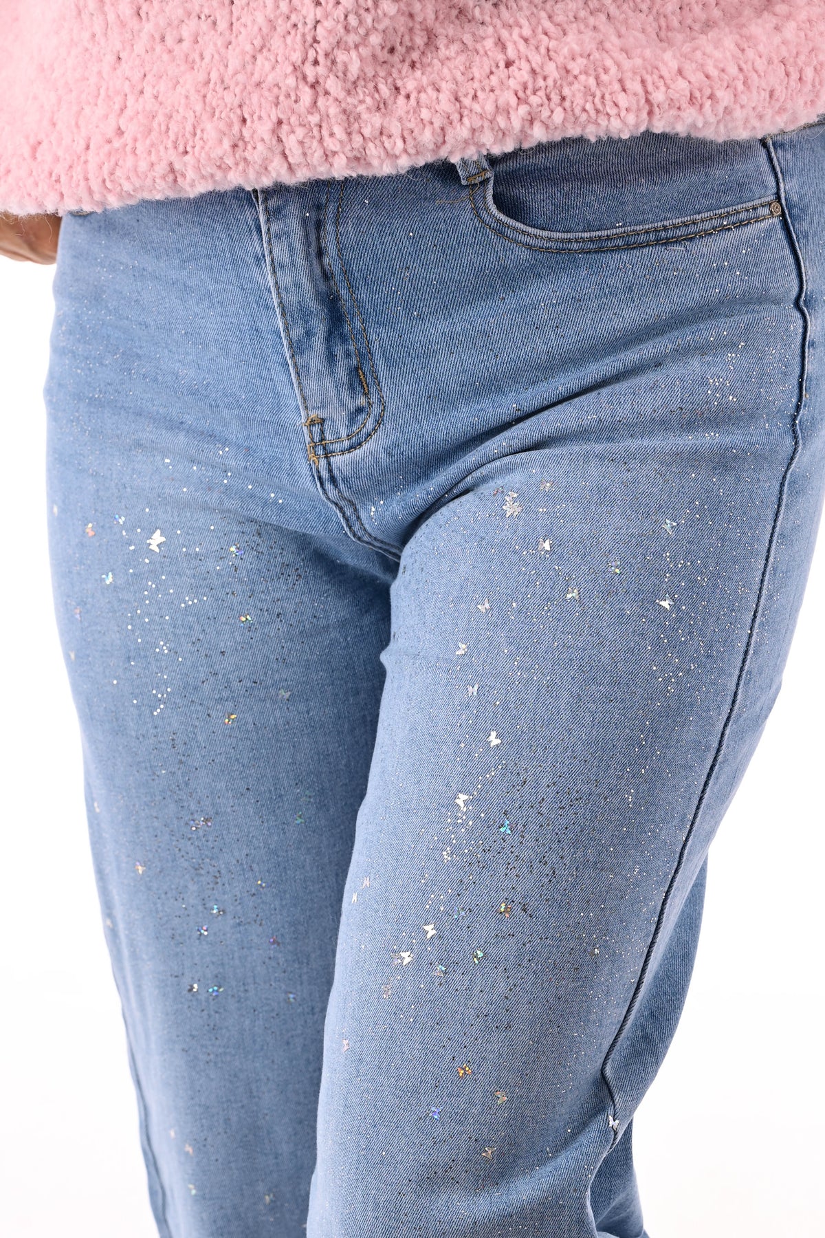 Redberry wide leg glitters lichtblauw