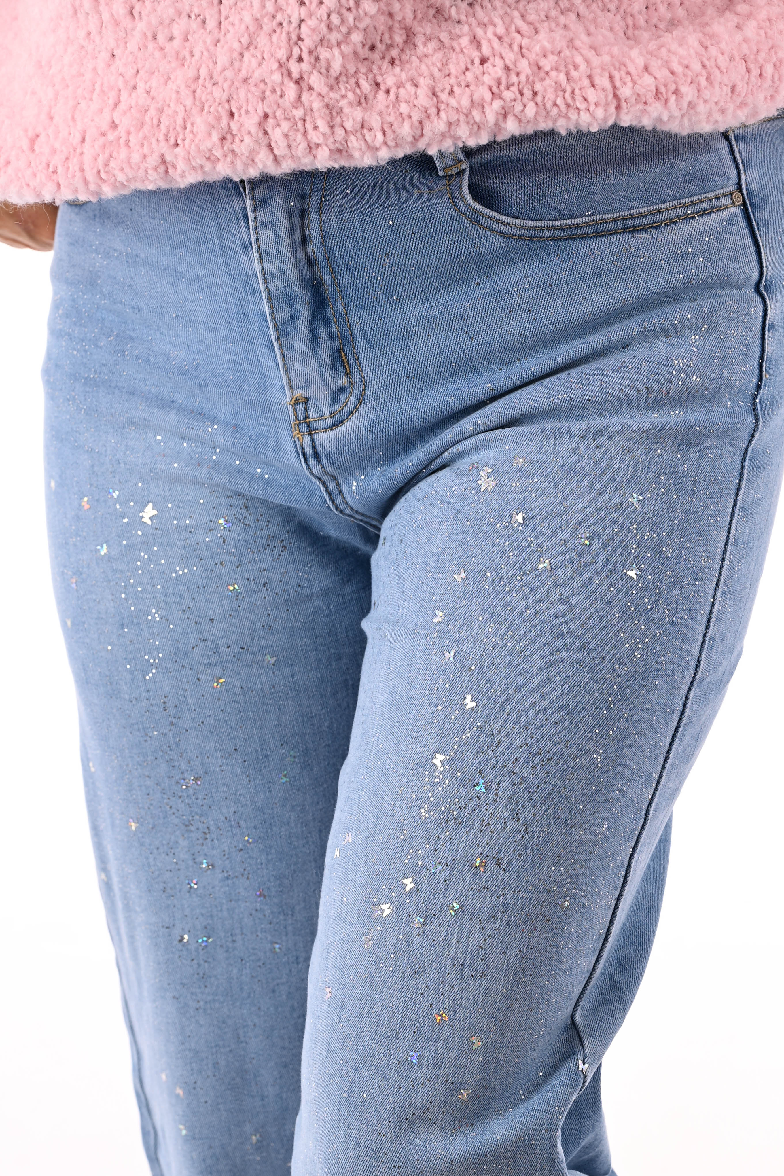 Redberry wide leg glitters lichtblauw