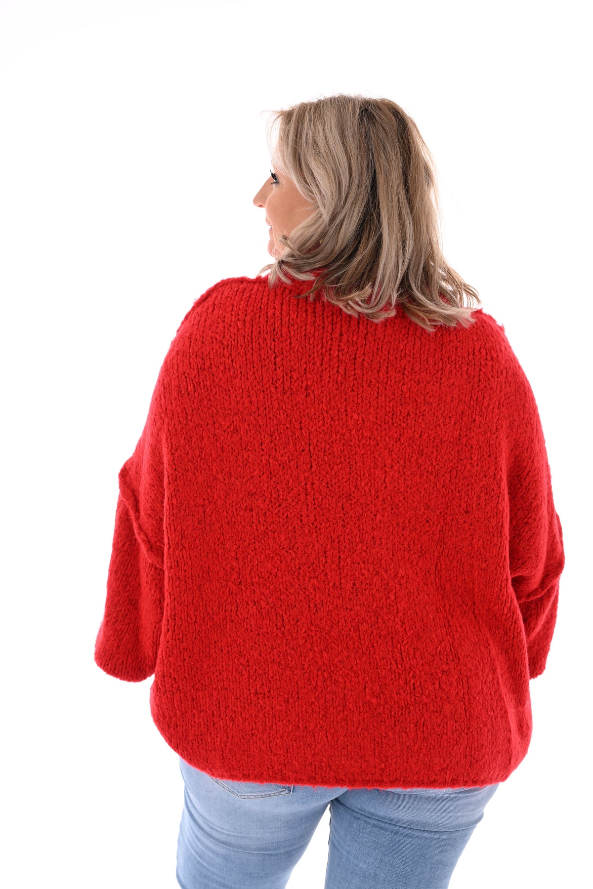 Grof gebreide turtle neck trui rood