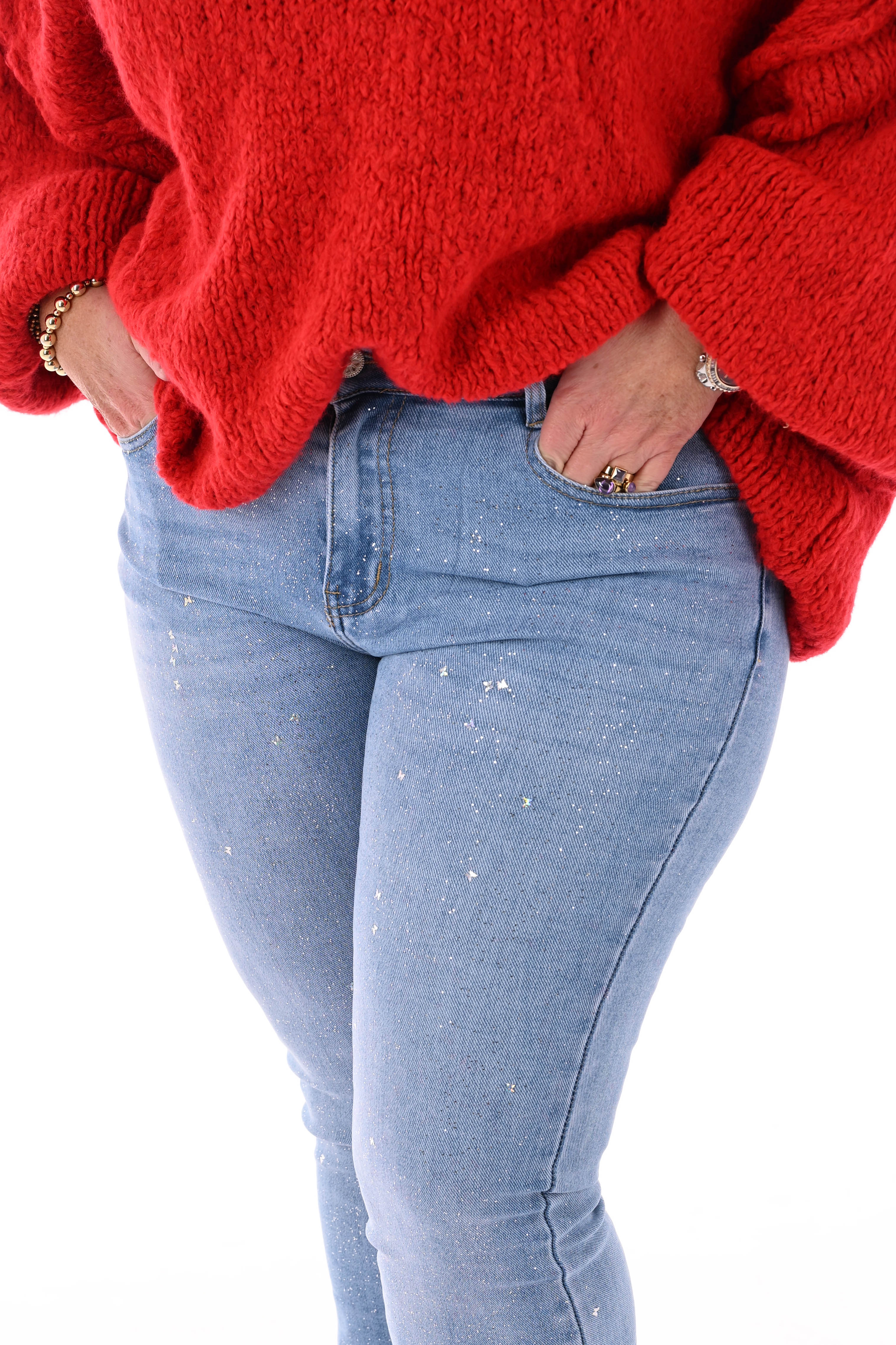 Redberry slim jeans glitters lichtblauw