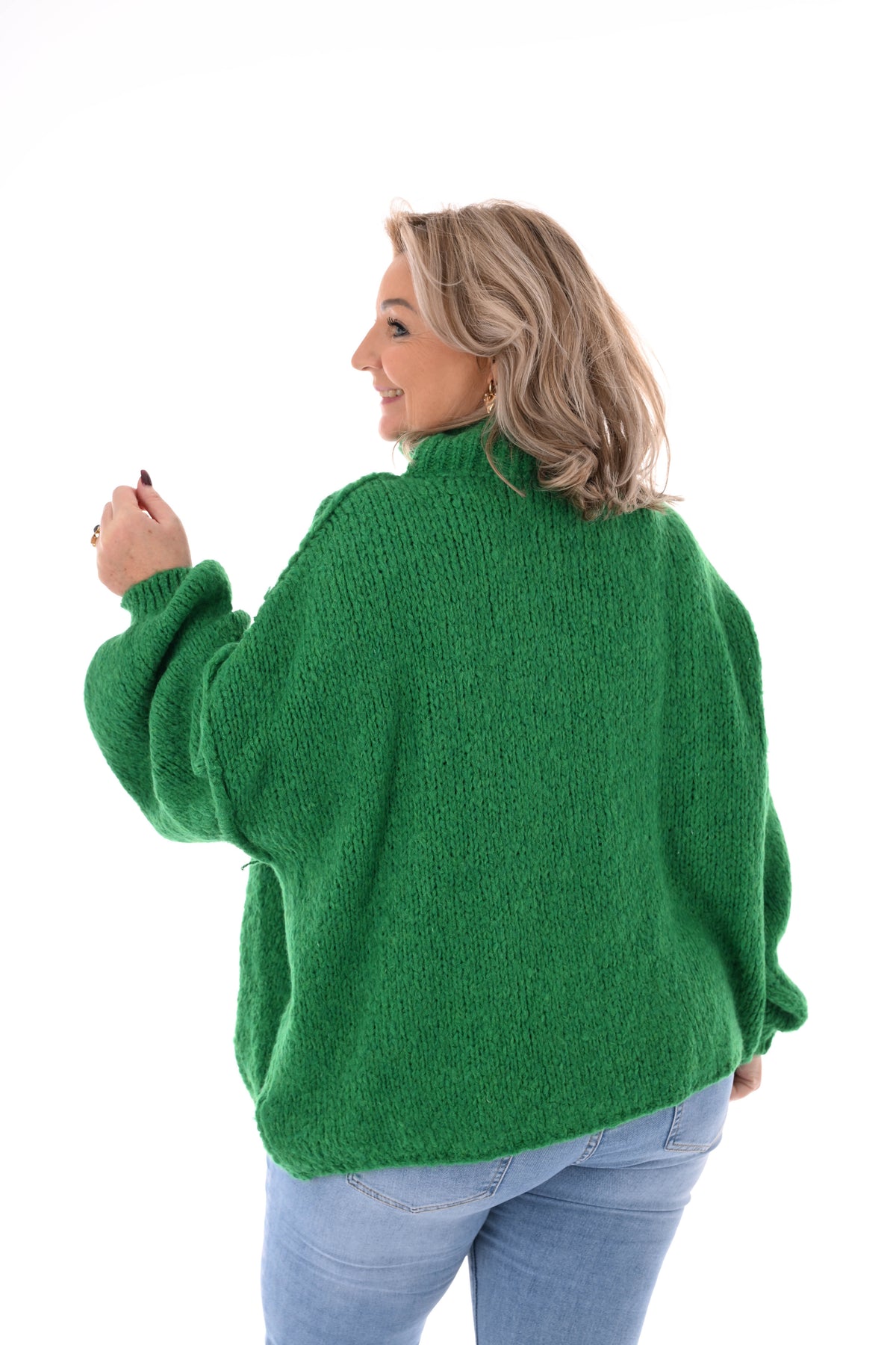 Grof gebreide turtle neck trui groen