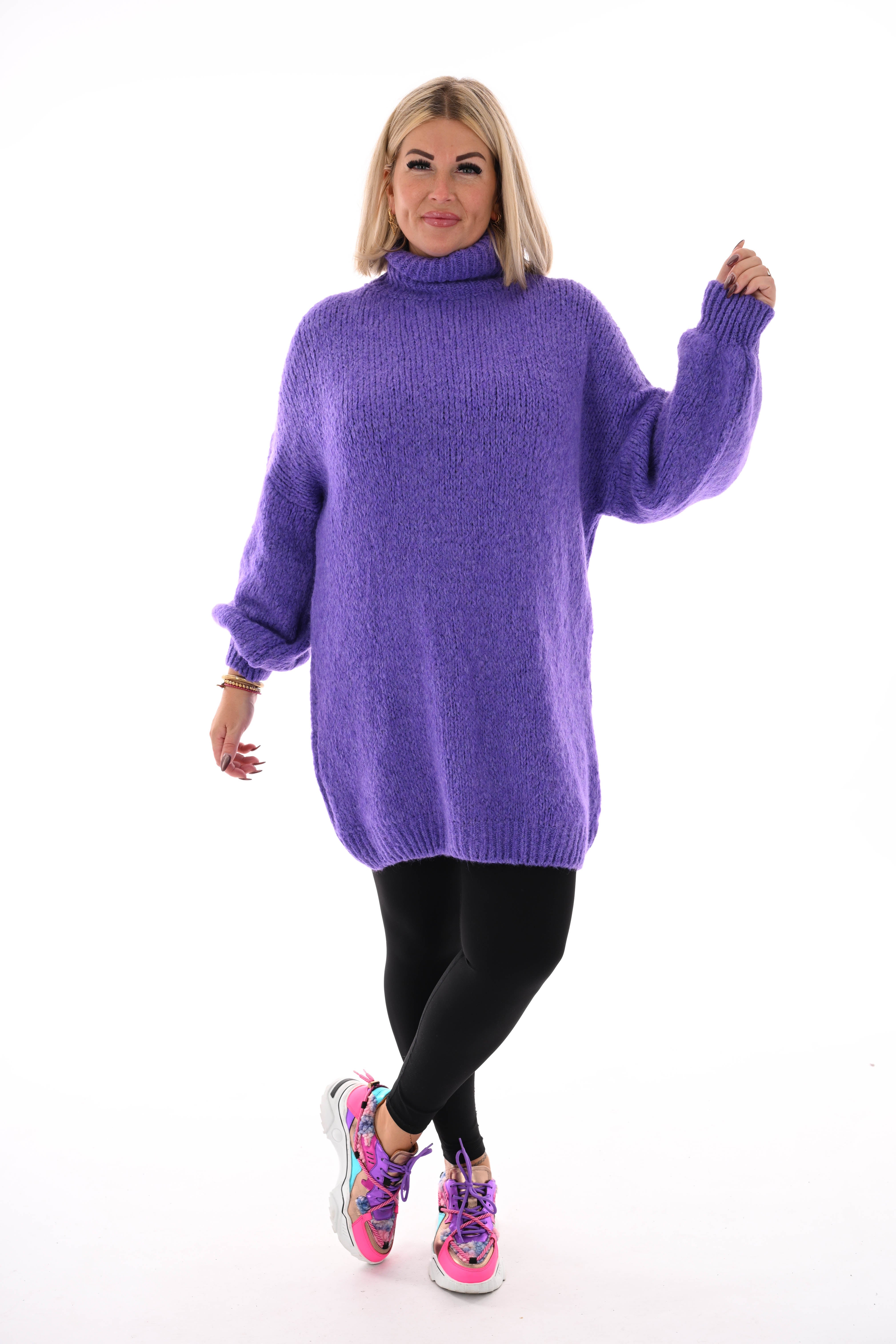 Tuniek grof gebreid met col lila