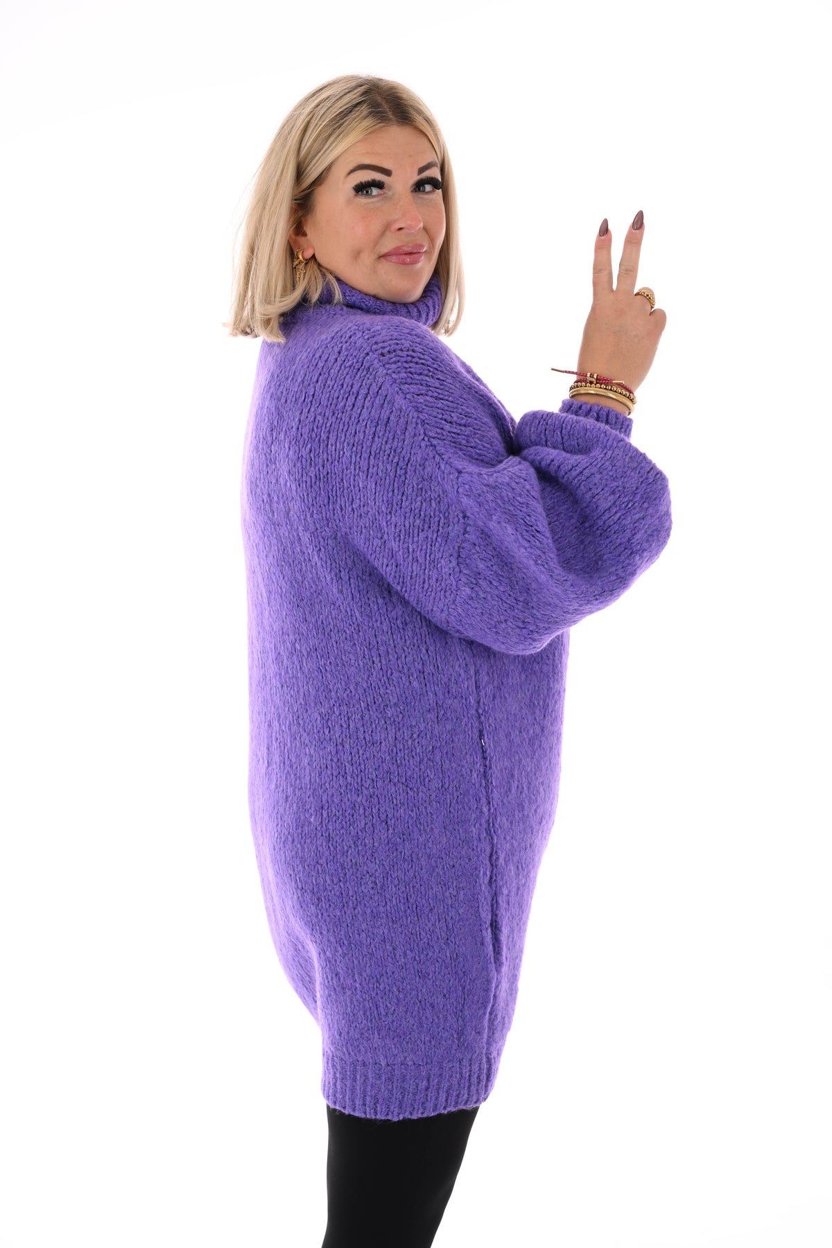 Tuniek grof gebreid met col lila