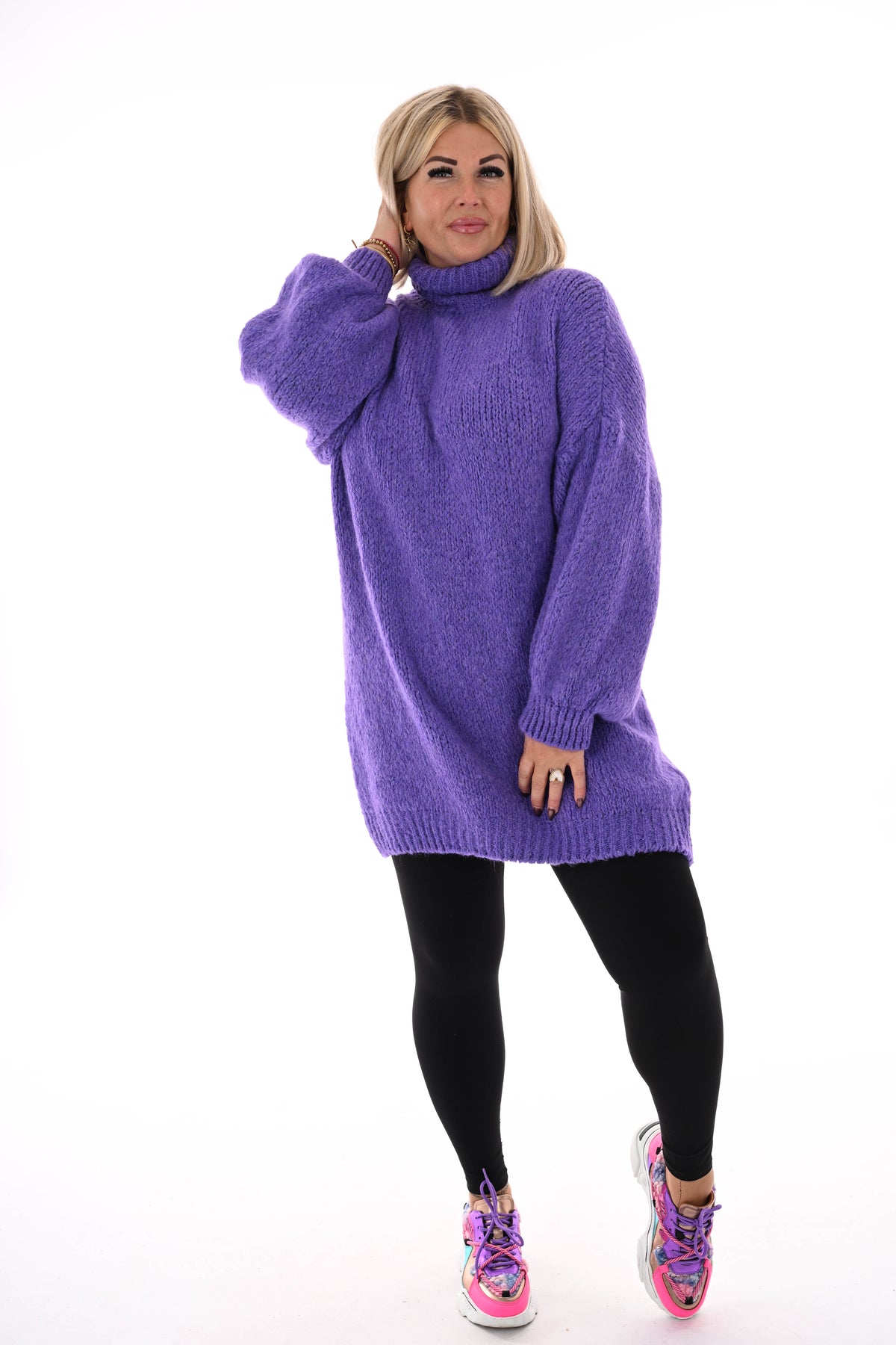 Tuniek grof gebreid met col lila