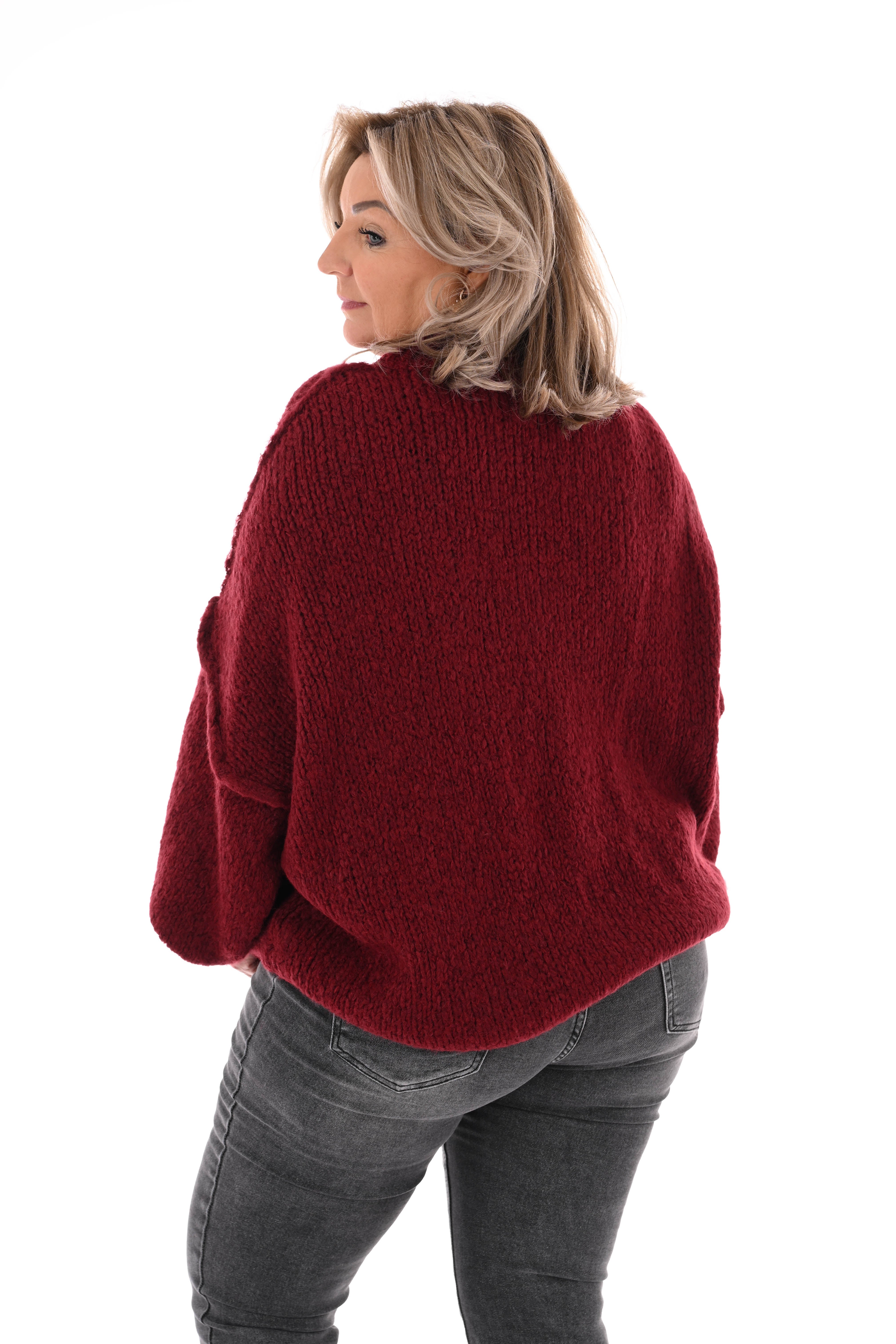 Grof gebreide turtle neck trui bordeaux