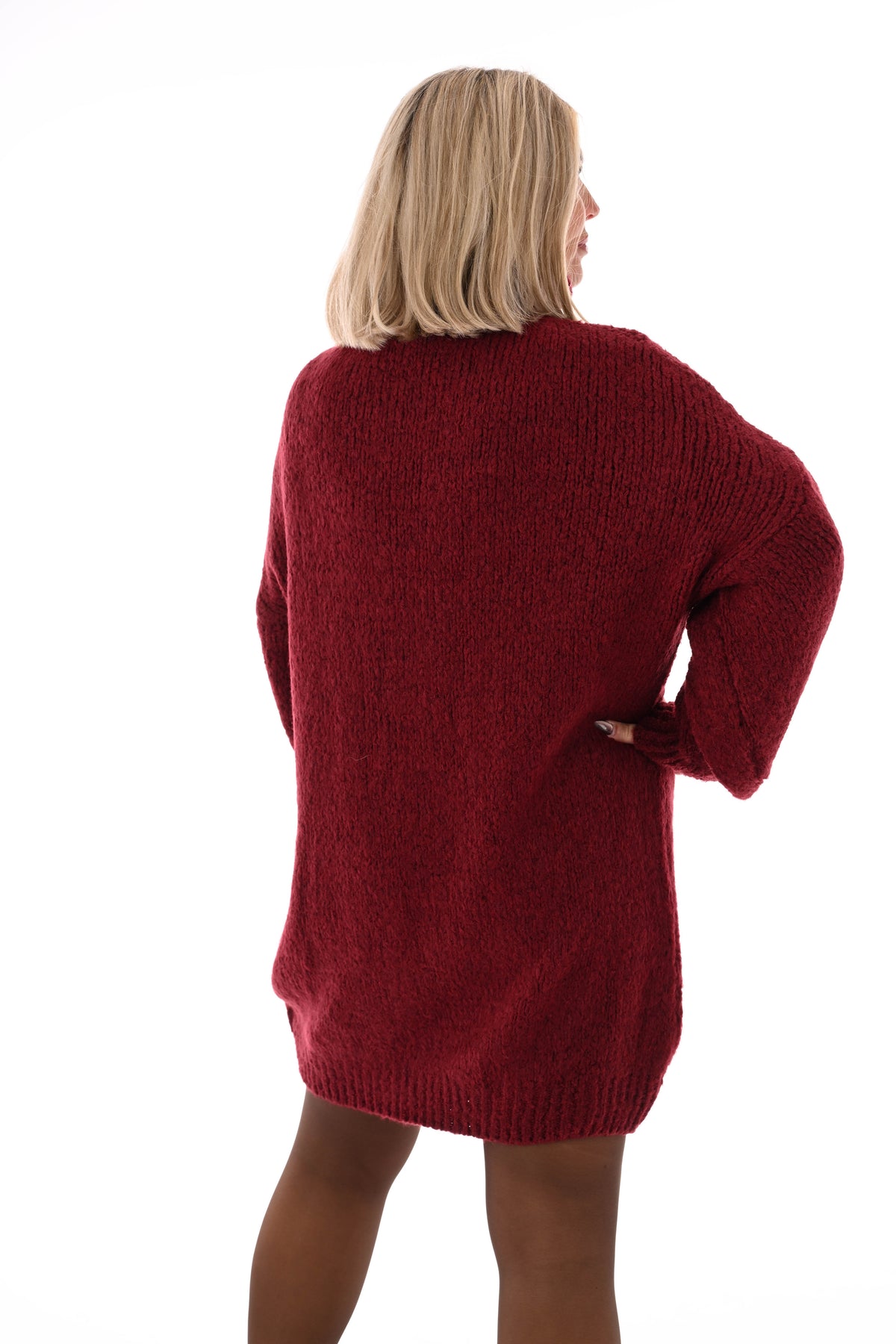 Tuniek grof gebreid met col bordeaux