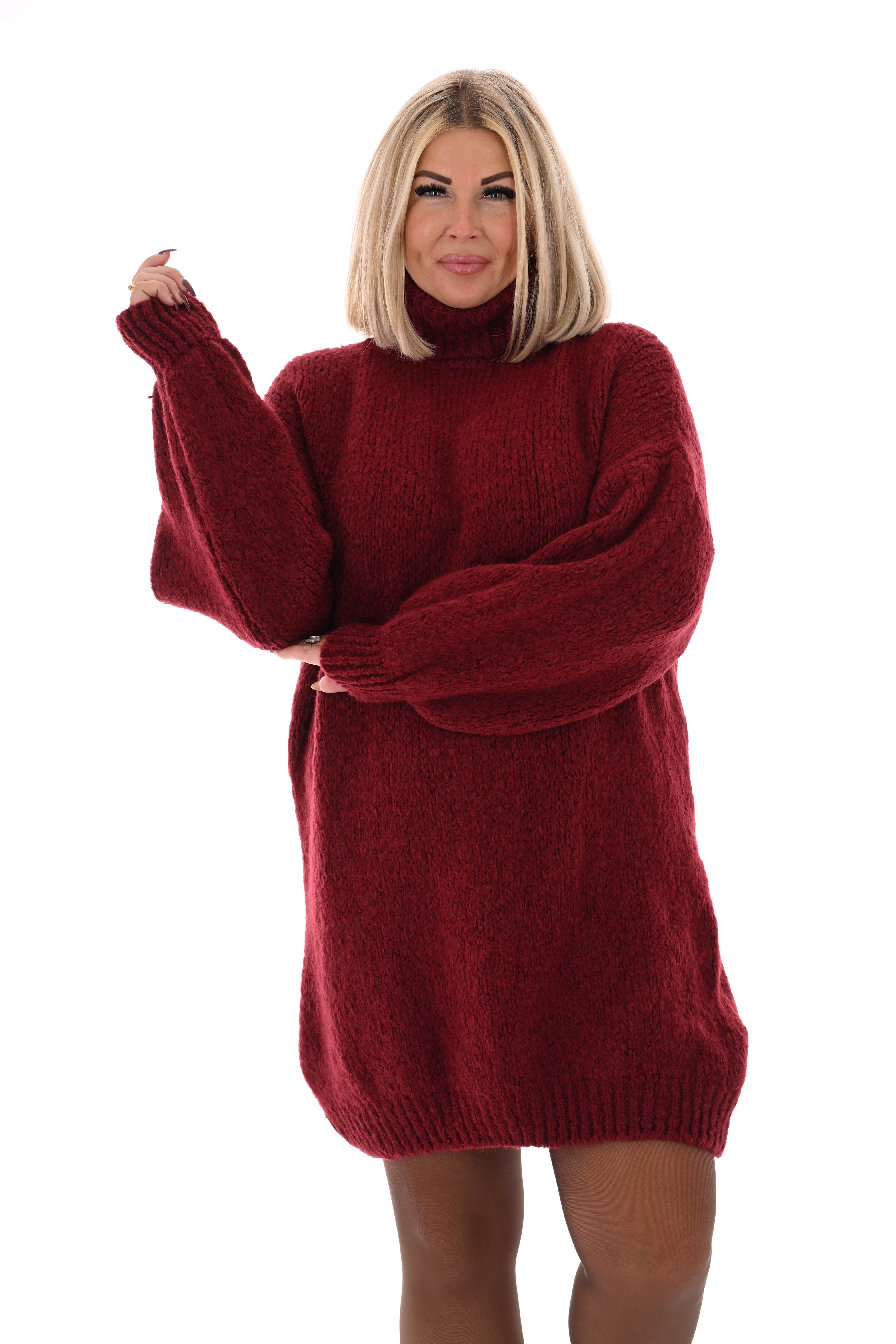 Tuniek grof gebreid met col bordeaux