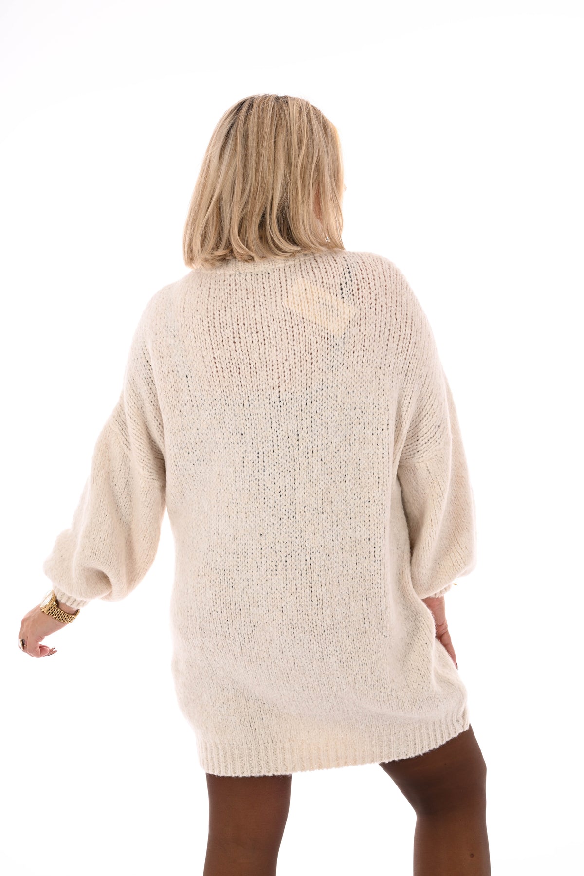 Tuniek grof gebreid met col roomwit