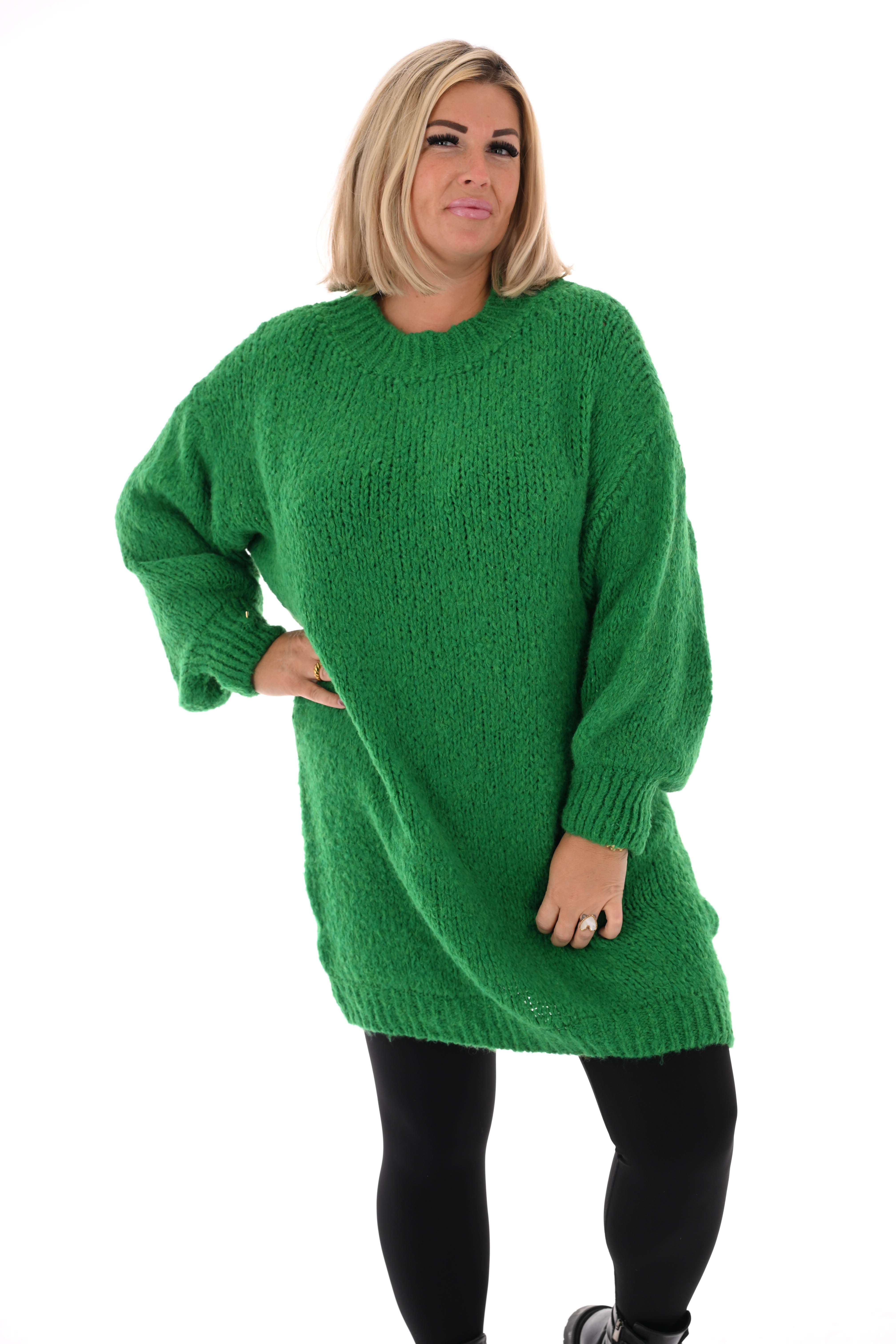 Lange trui pofmouwen uni groen