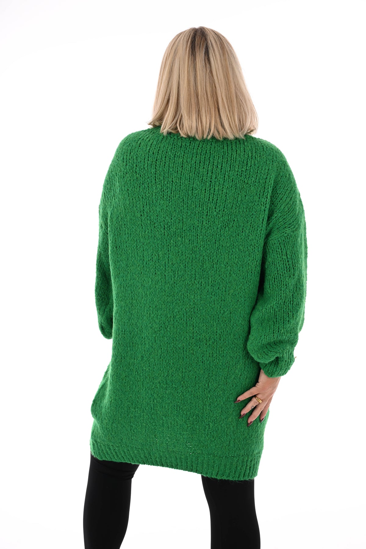 Lange trui pofmouwen uni groen