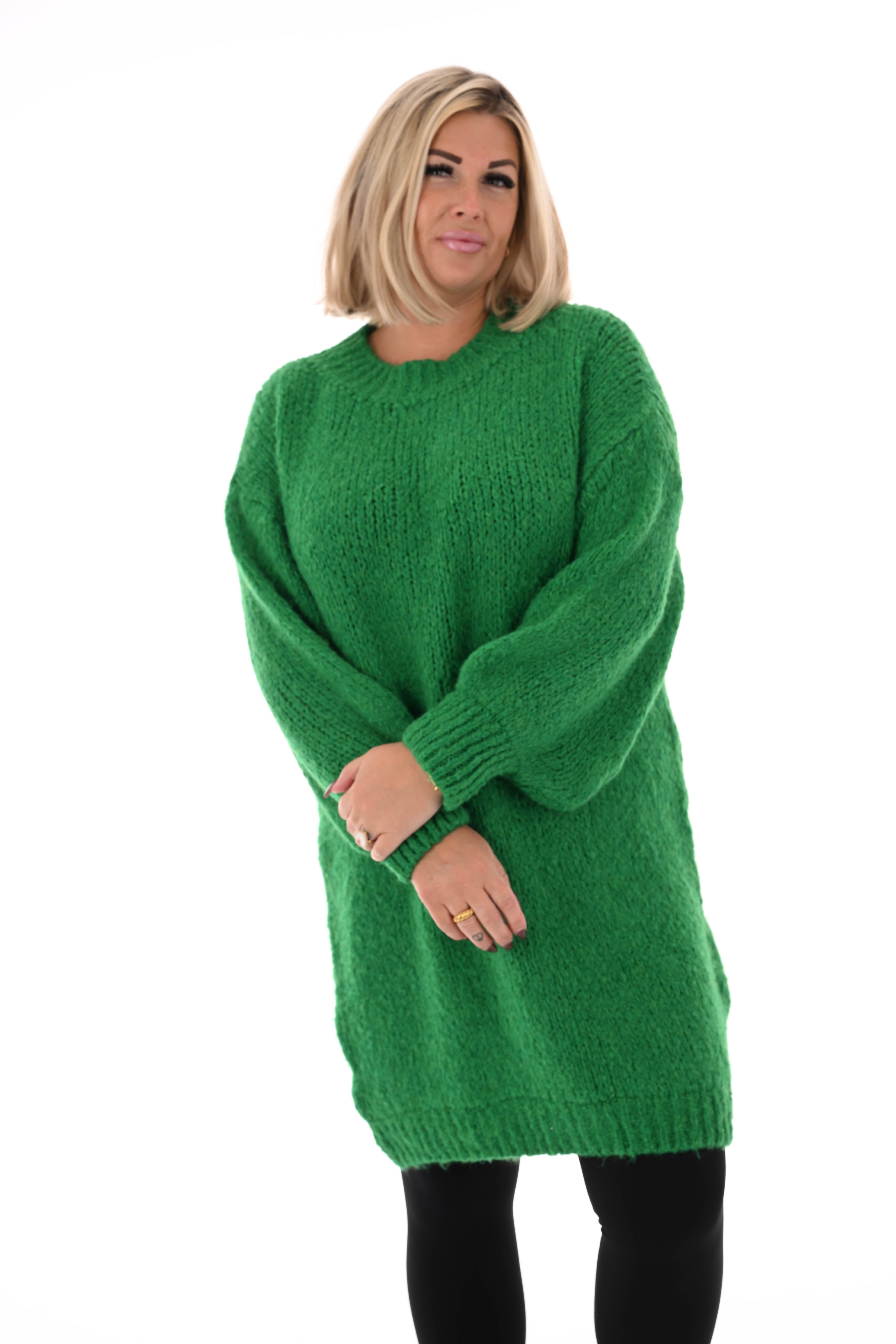 Lange trui pofmouwen uni groen