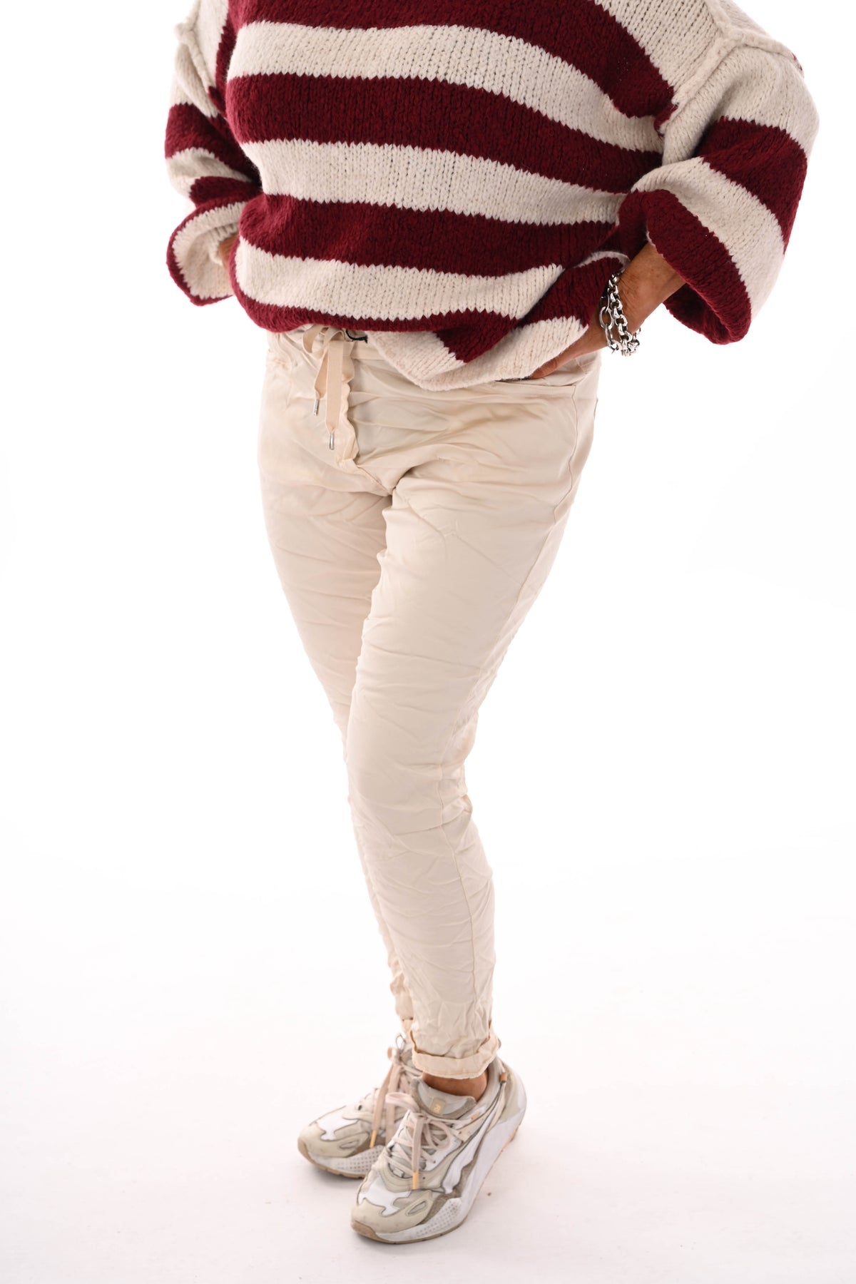 Silky stretchbroek creme