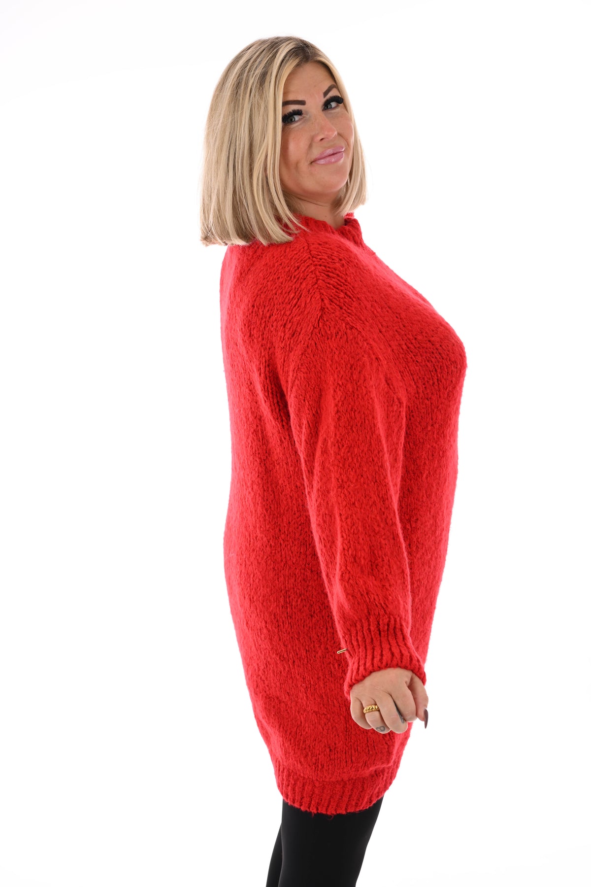 Lange trui pofmouwen uni rood