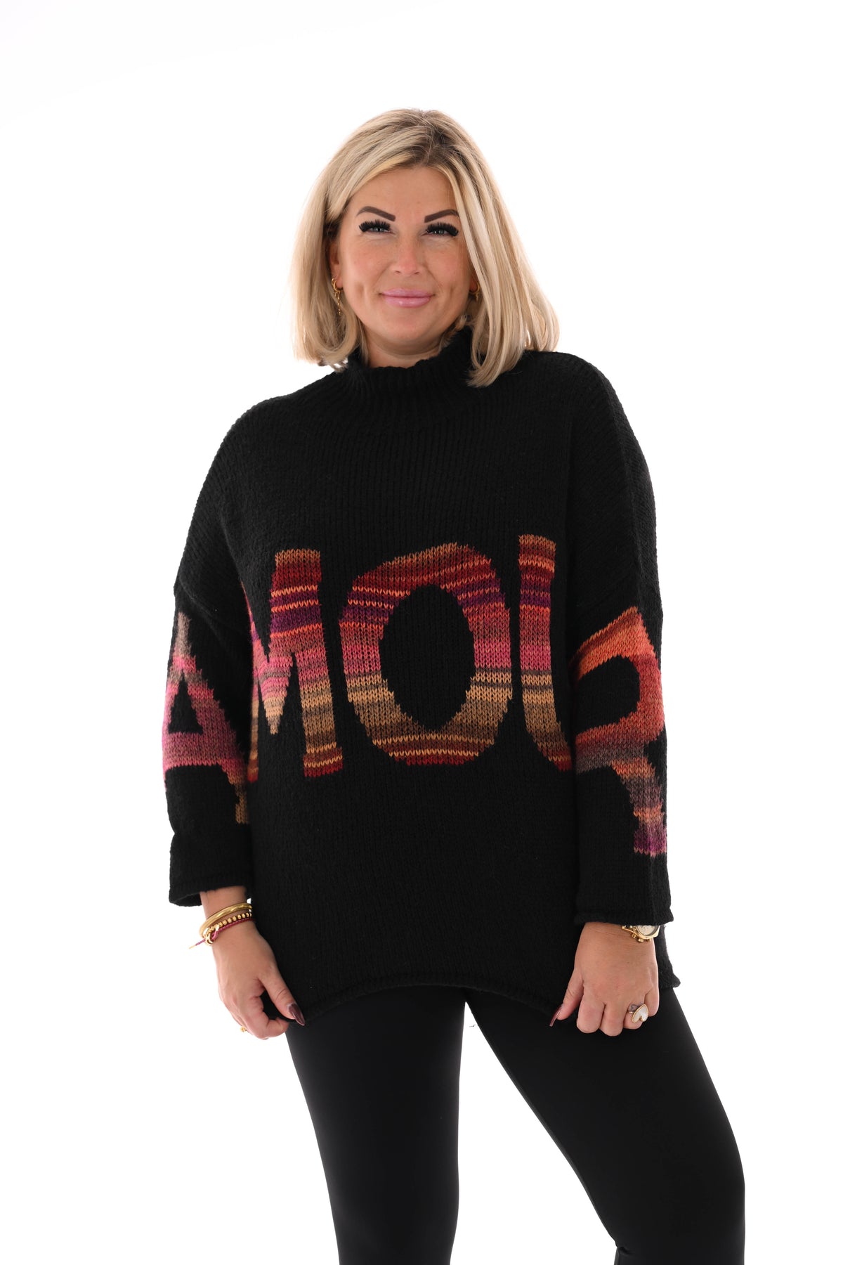 Gebreide trui turtle neck amour zwart