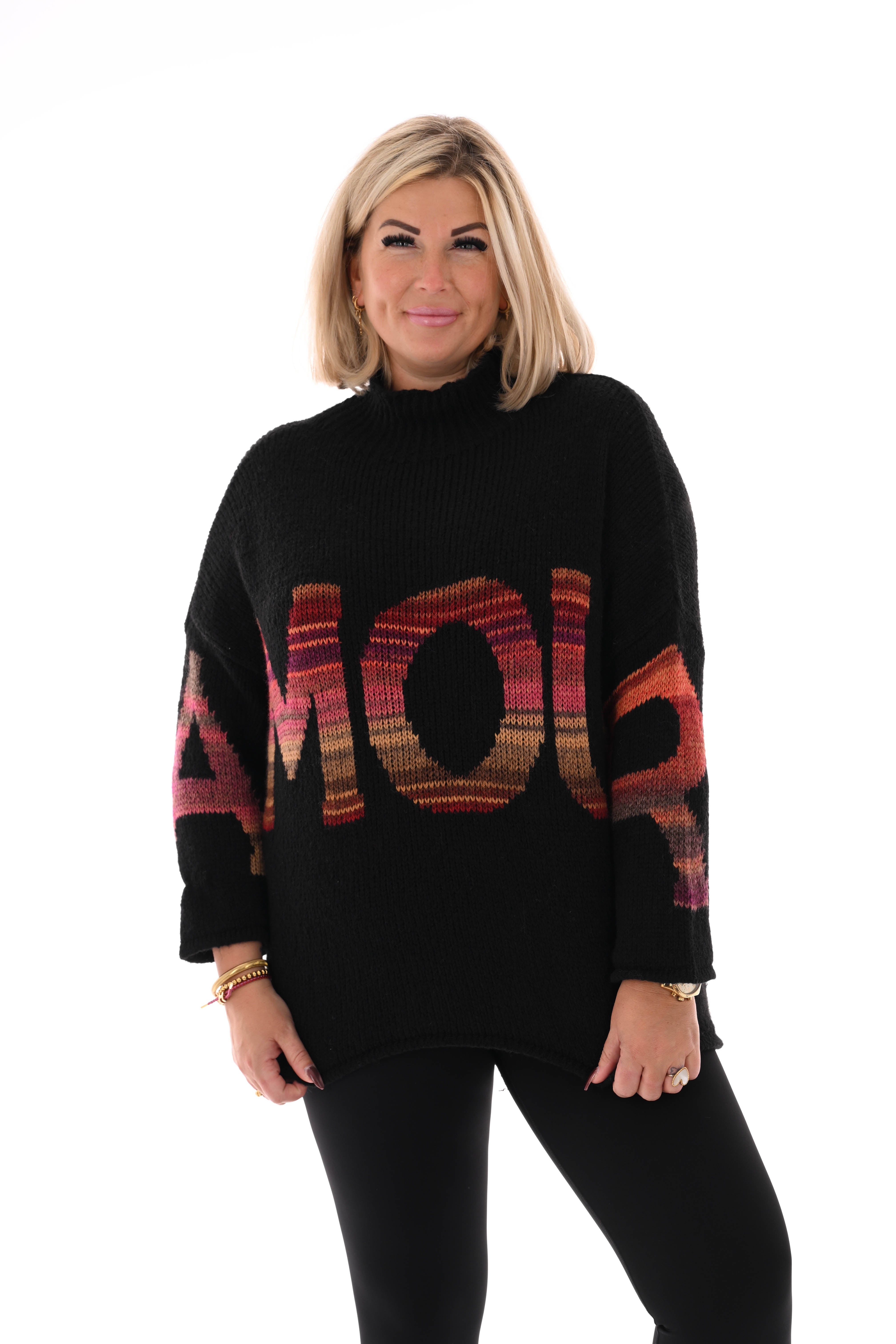 Gebreide trui turtle neck amour zwart