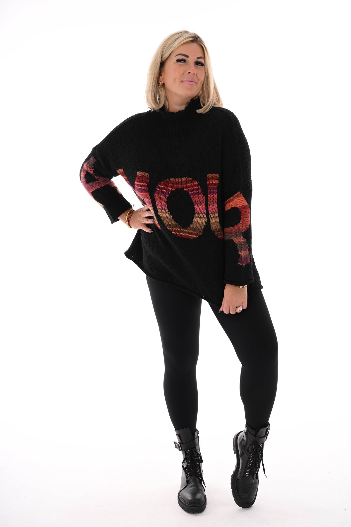 Gebreide trui turtle neck amour zwart