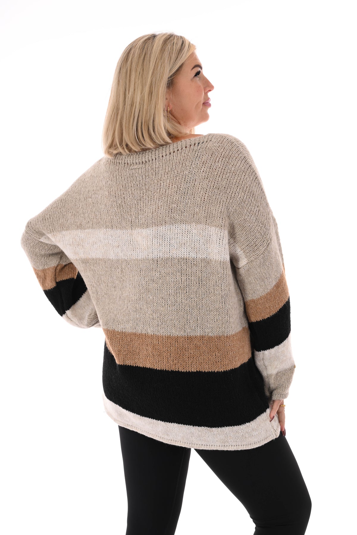 Gebreide trui love roomwit/taupe