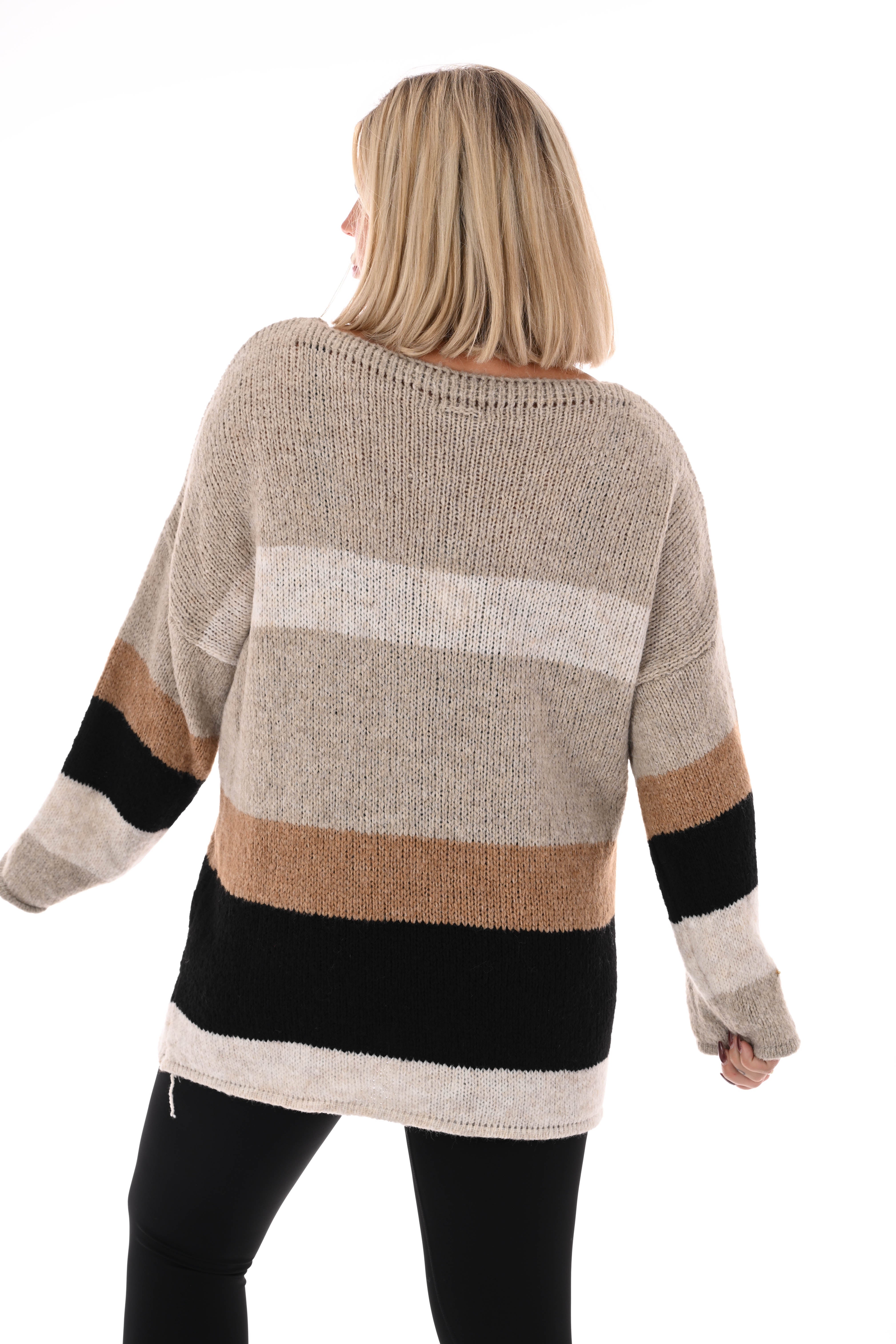 Gebreide trui love taupe/zwart