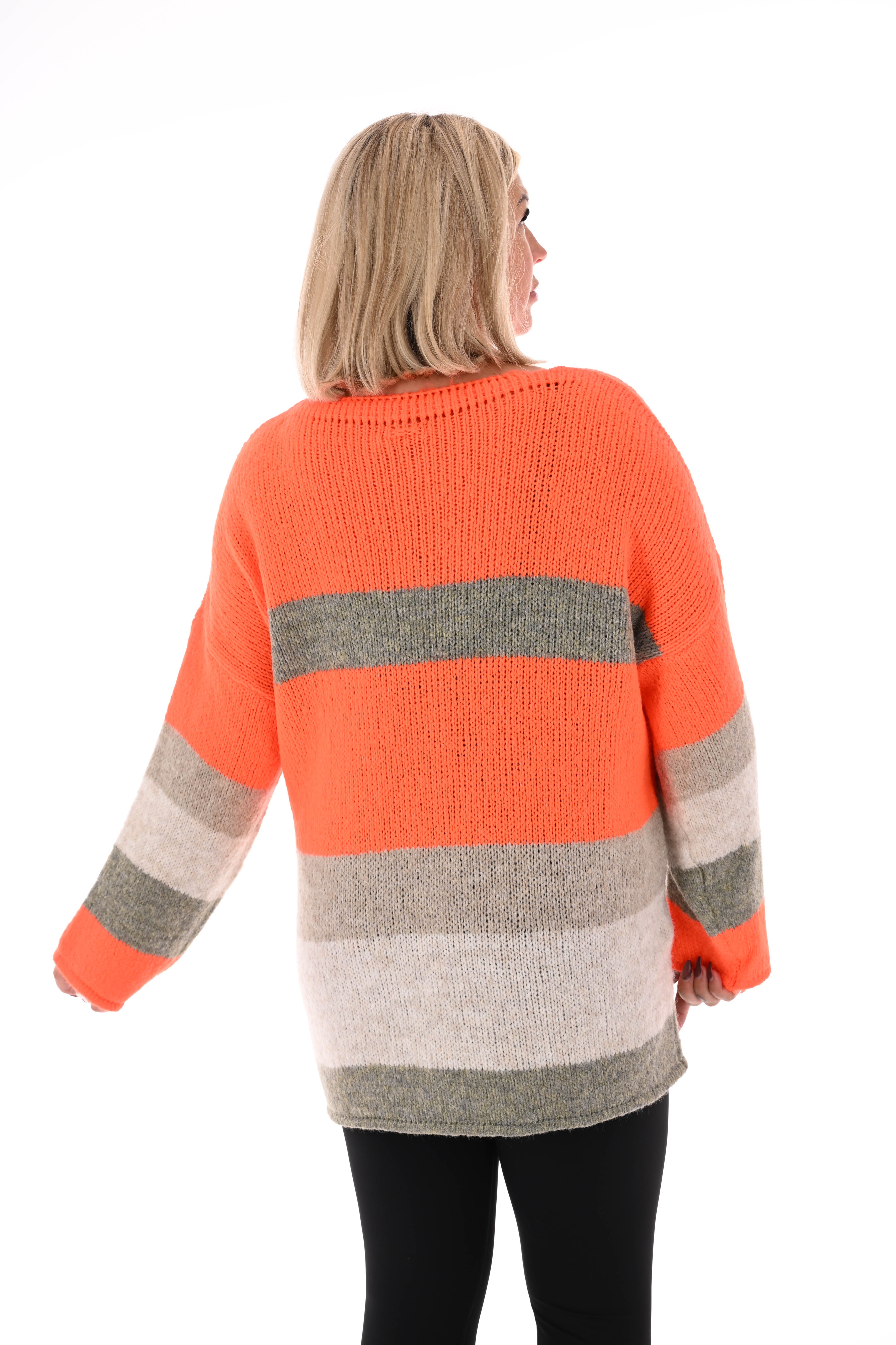 Gebreide trui love oranje/taupe