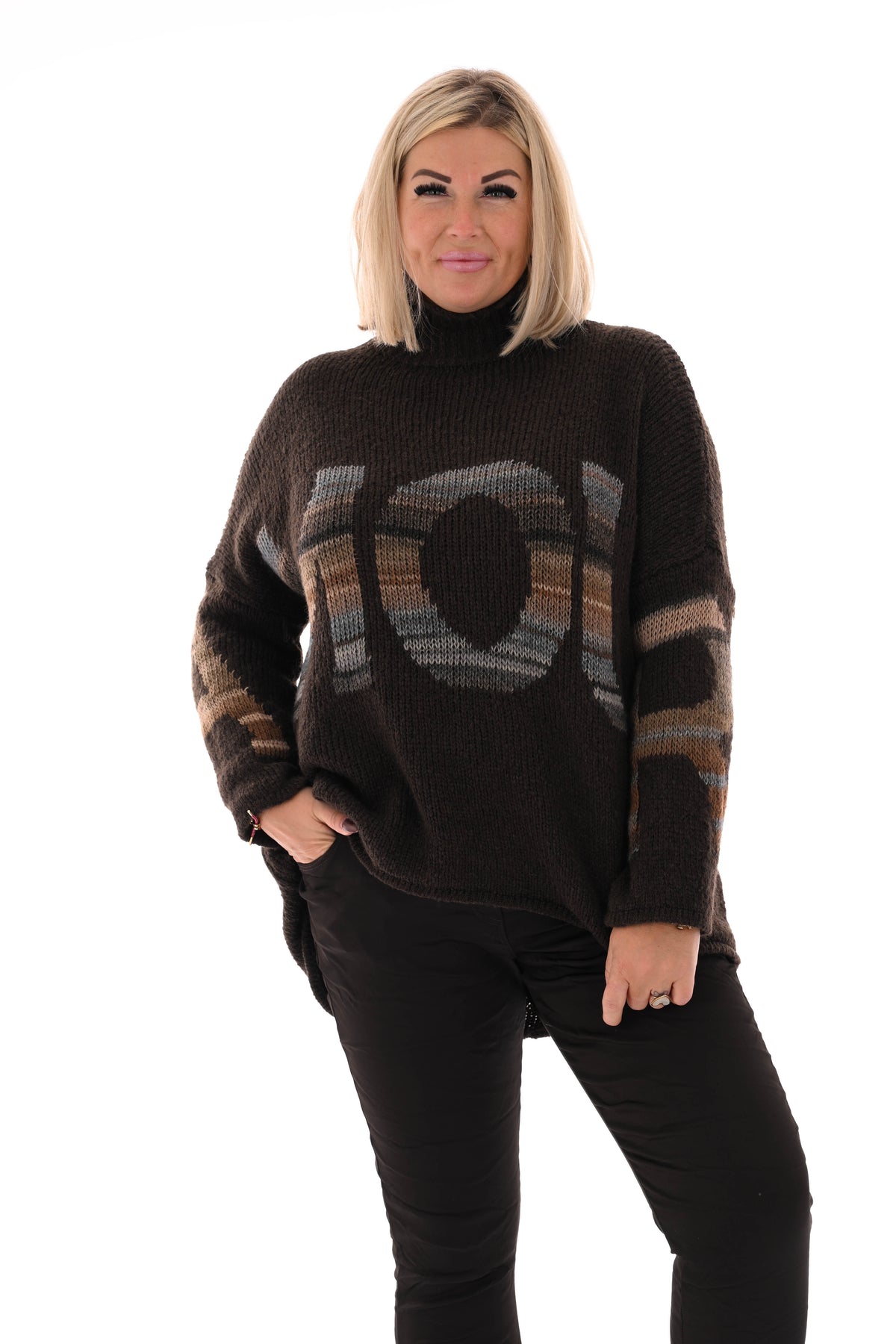 Gebreide trui turtle neck amour donkerbruin