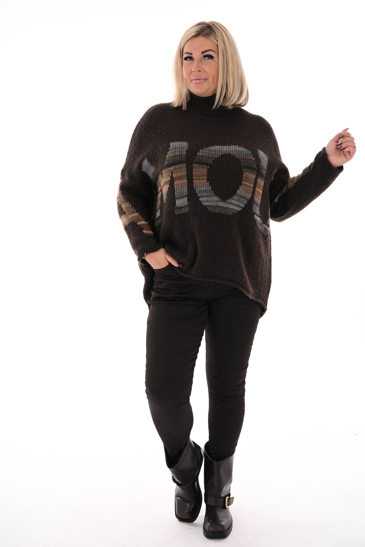 Gebreide trui turtle neck amour donkerbruin