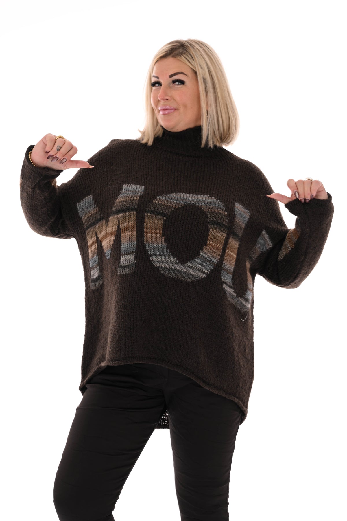 Gebreide trui turtle neck amour donkerbruin