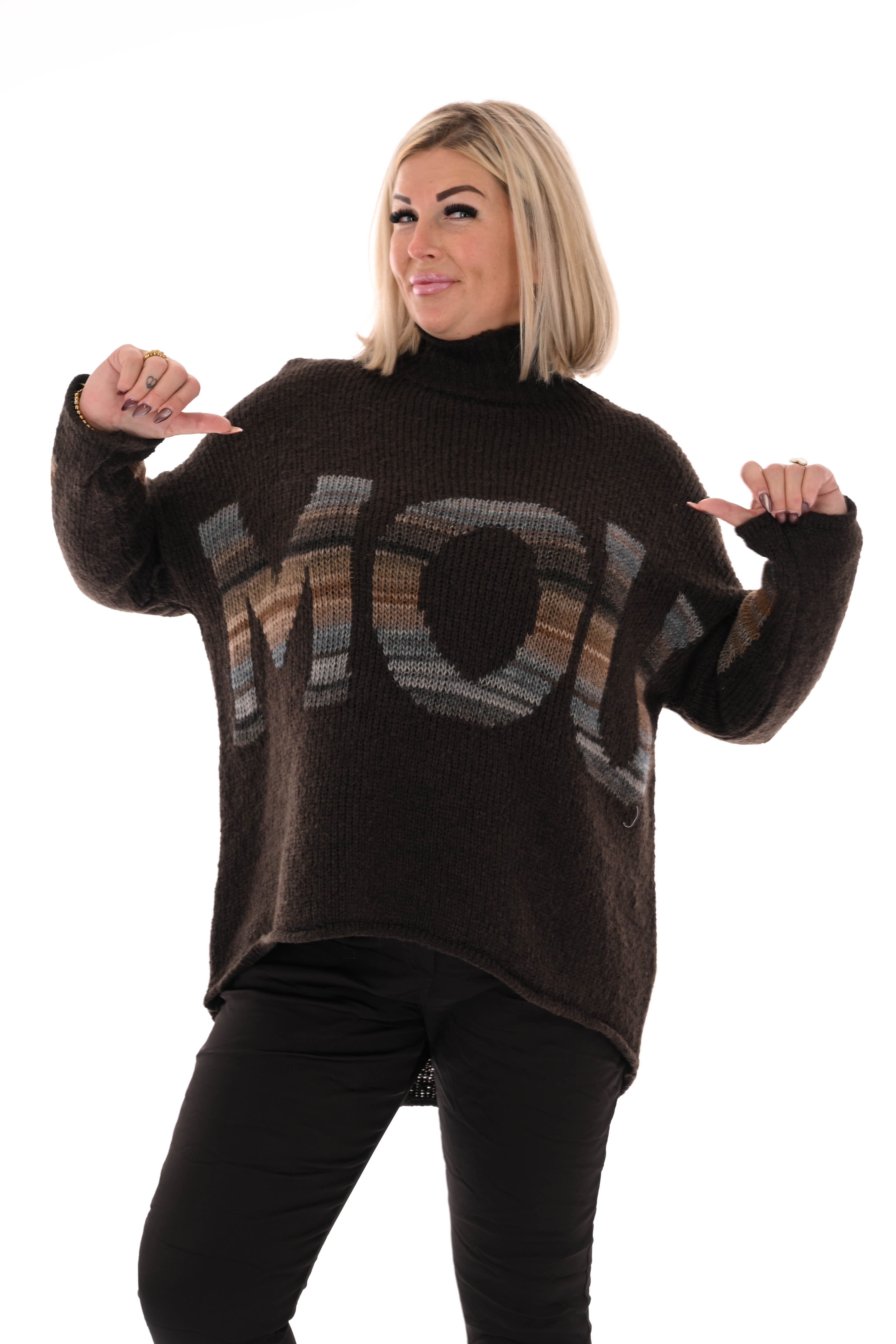 Gebreide trui turtle neck amour donkerbruin