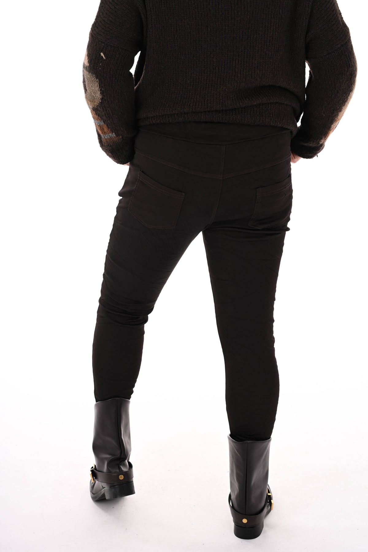 Silky stretchbroek chocoladebruin