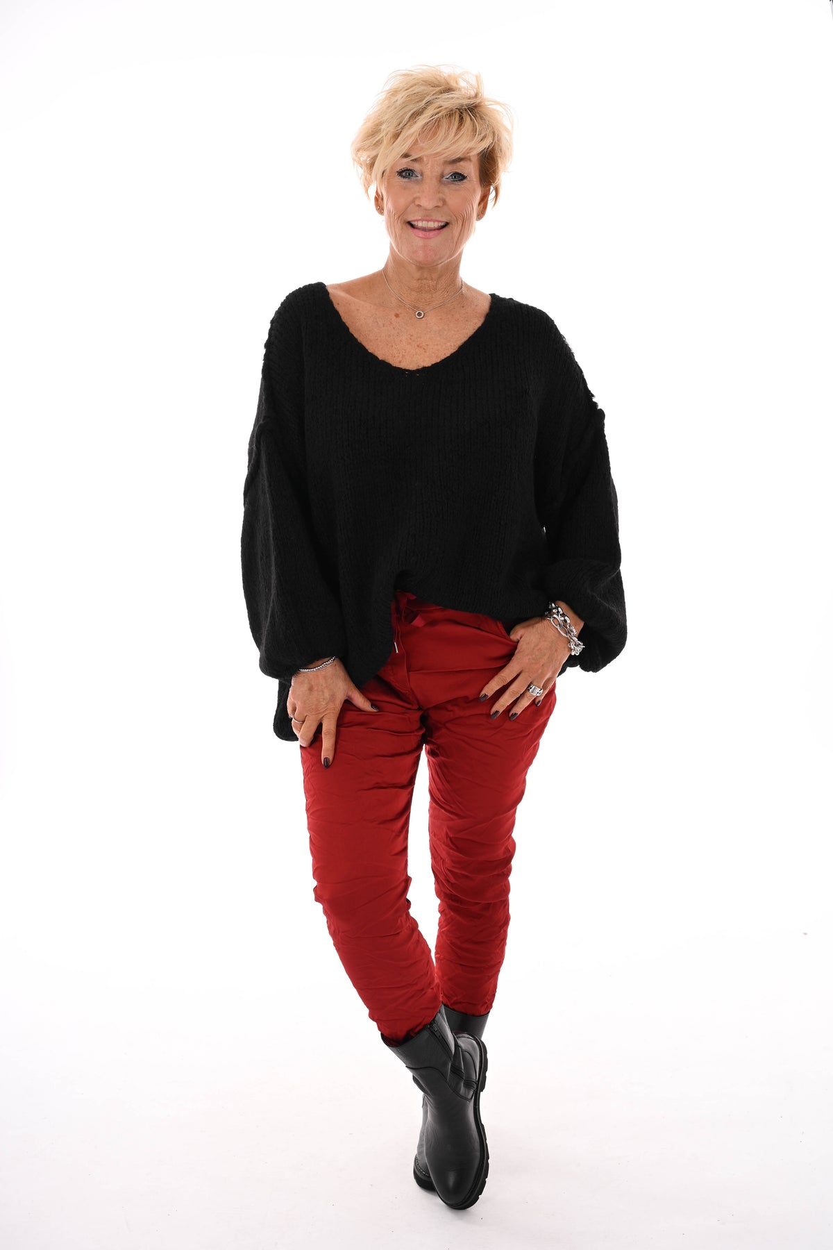 Silky stretchbroek bordeaux