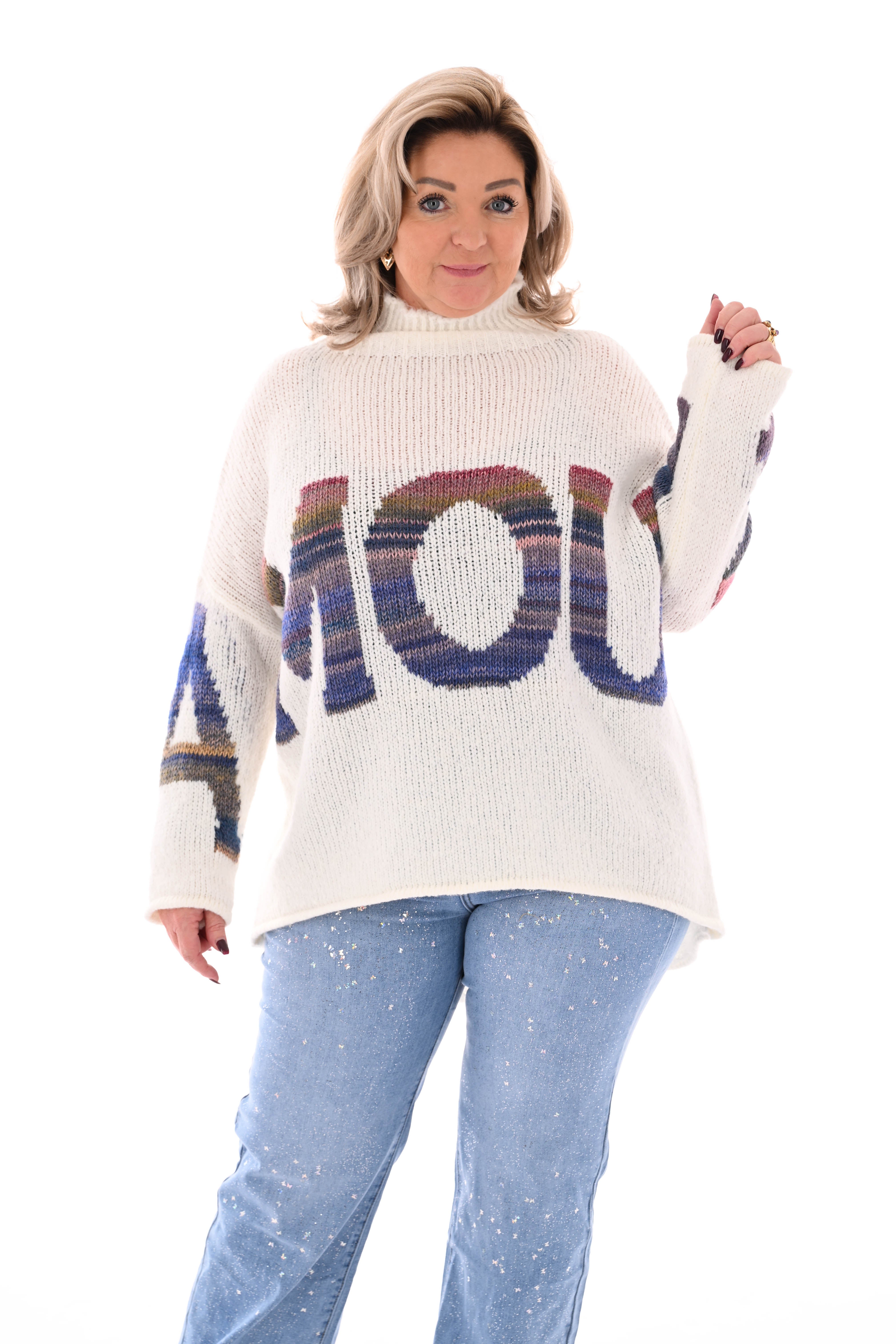 Gebreide trui turtle neck amour roomwit