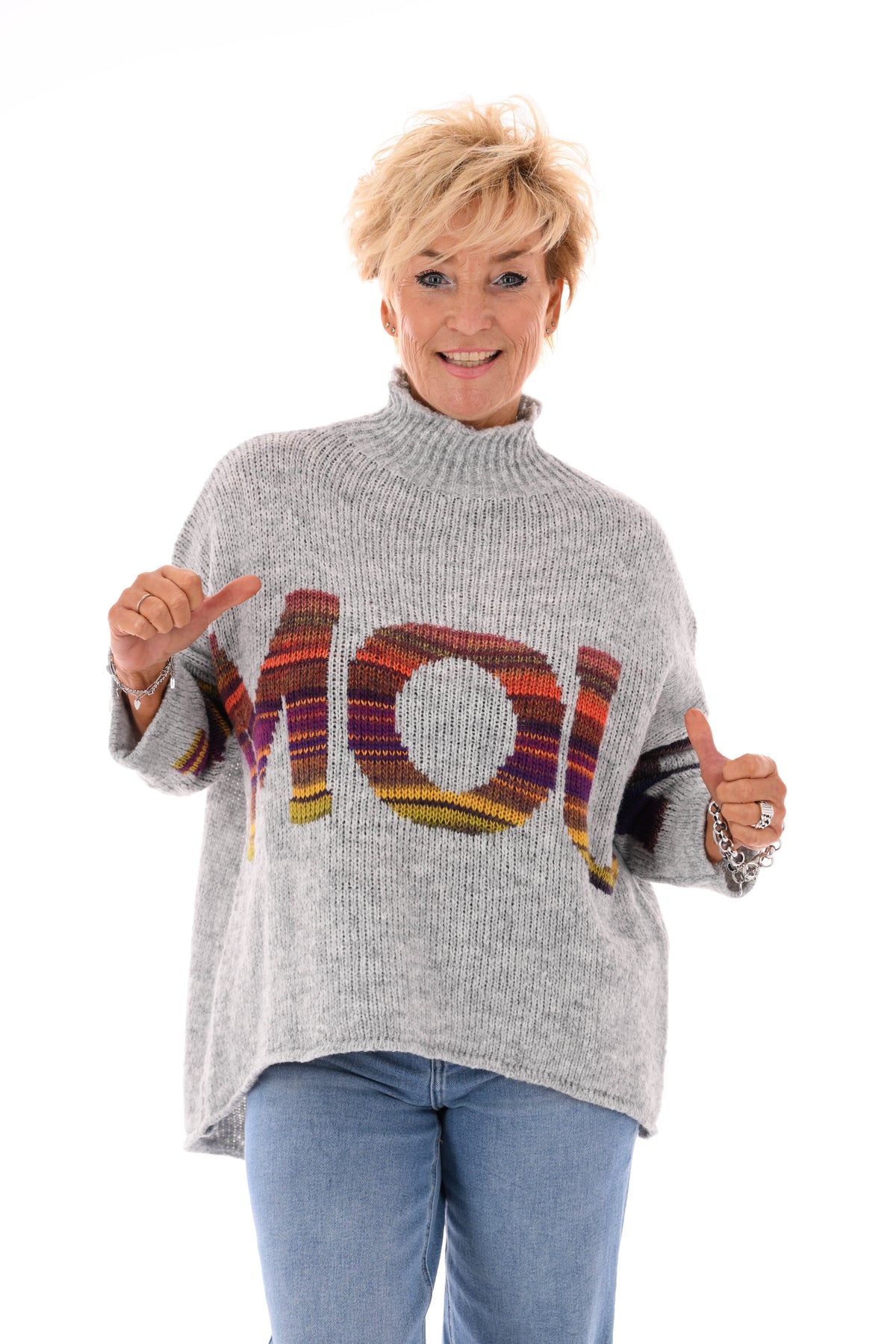 Gebreide trui turtle neck amour lichtgrijs