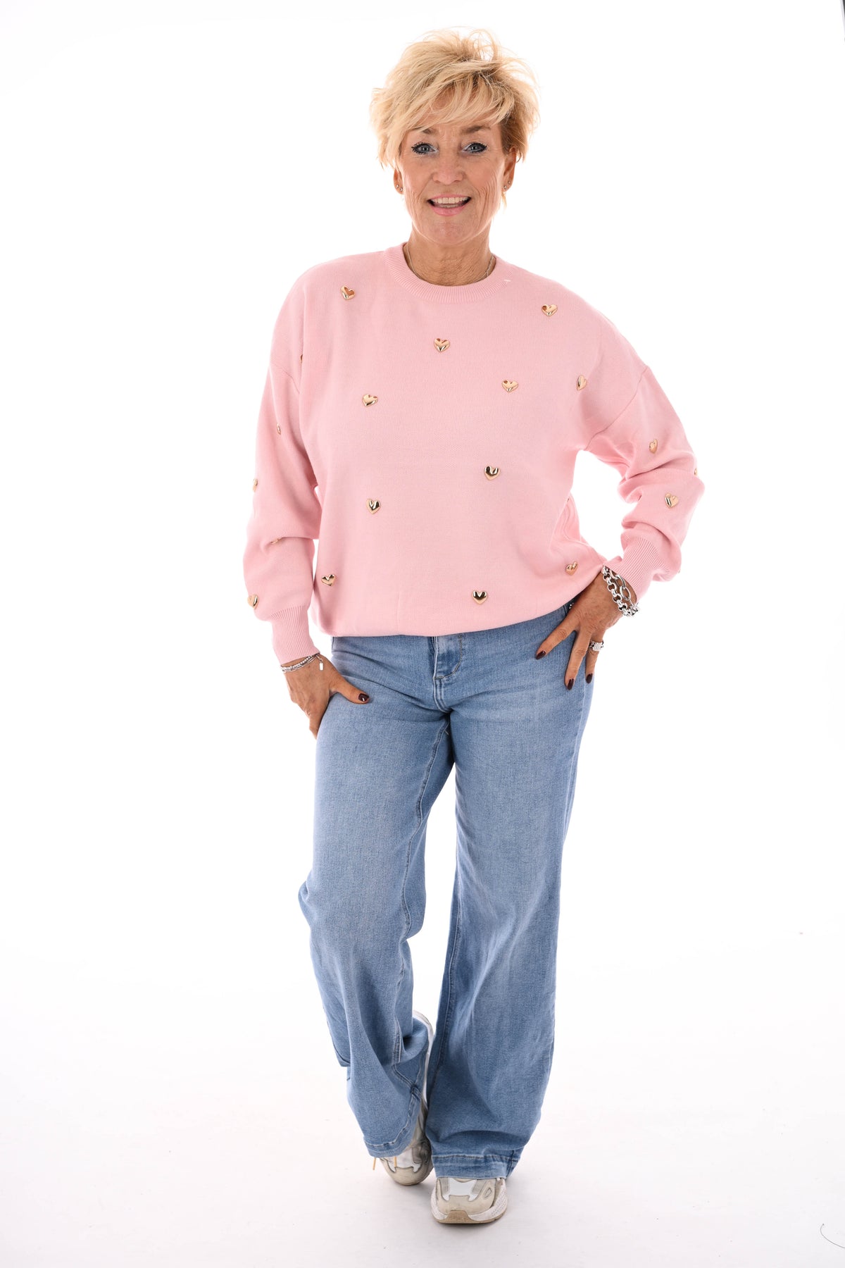 Trui met hartjes lichtroze