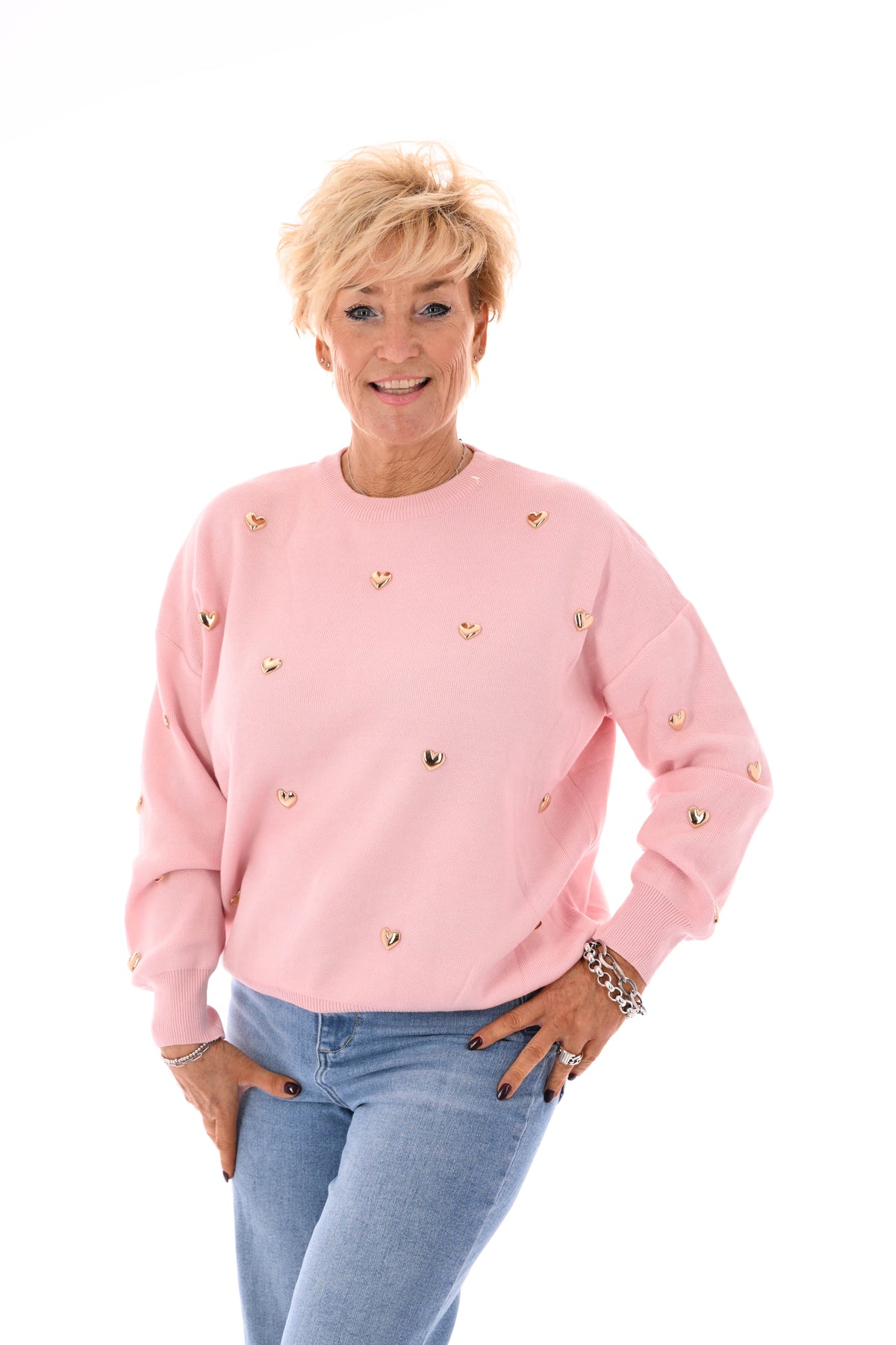 Trui met hartjes lichtroze