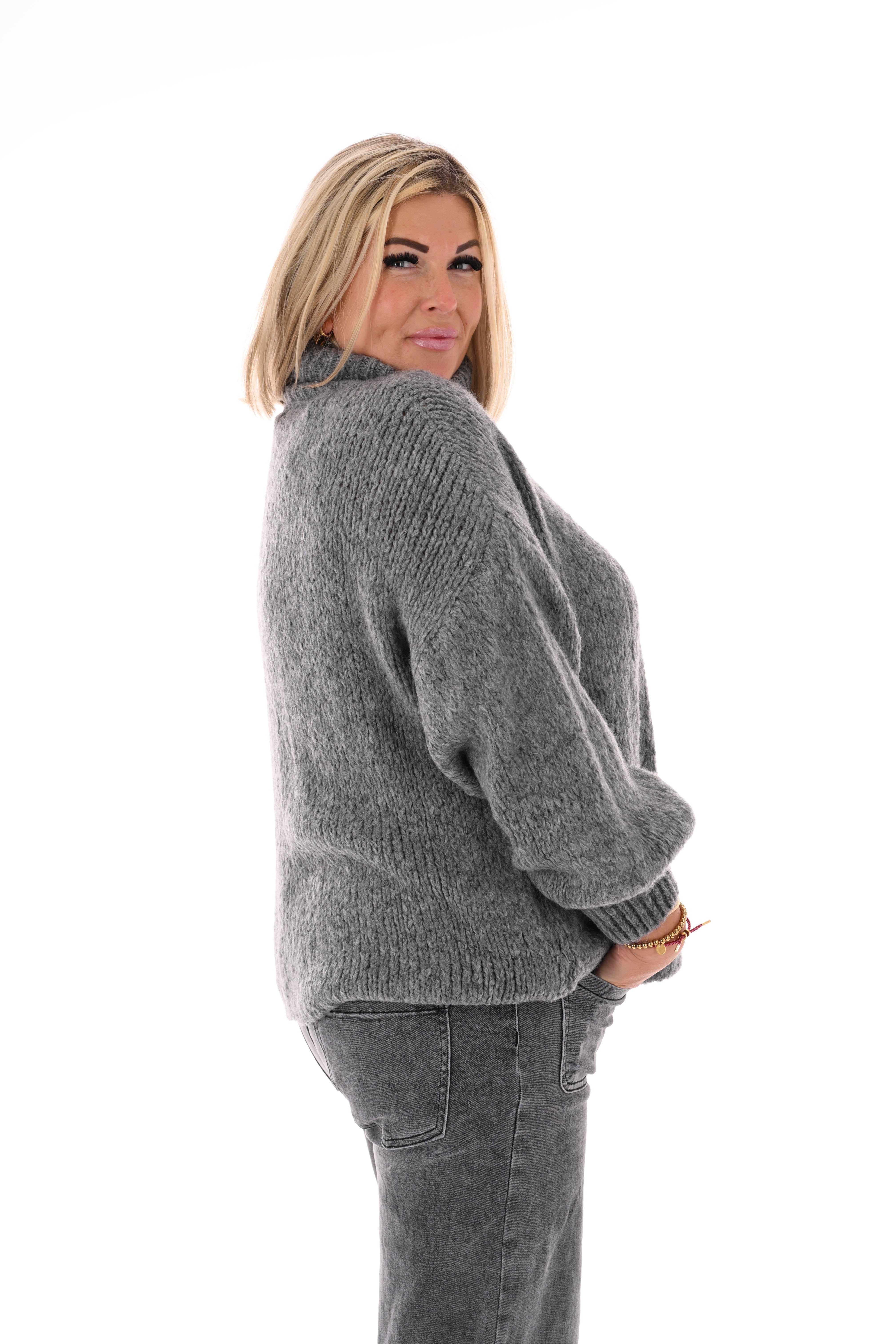 Coltrui grof gebreid grijs