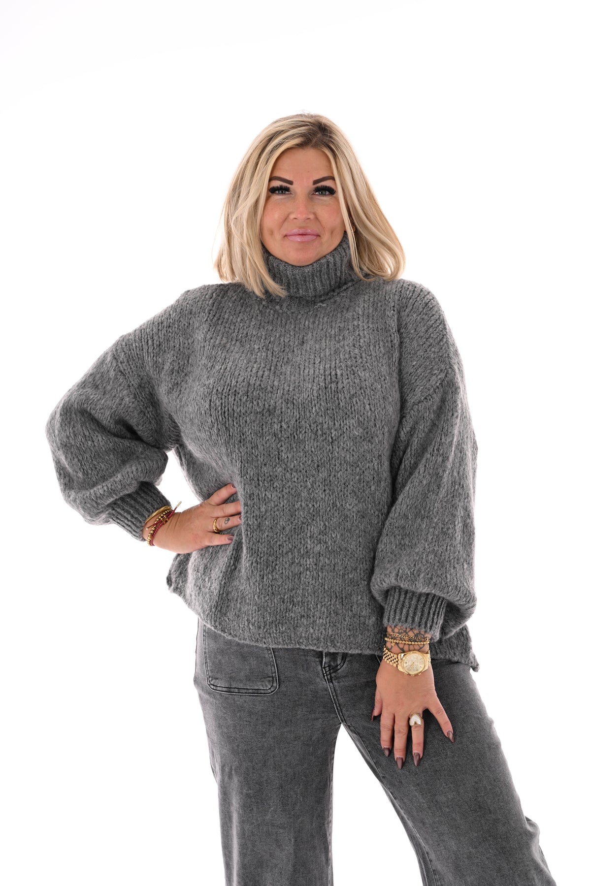 Coltrui grof gebreid grijs